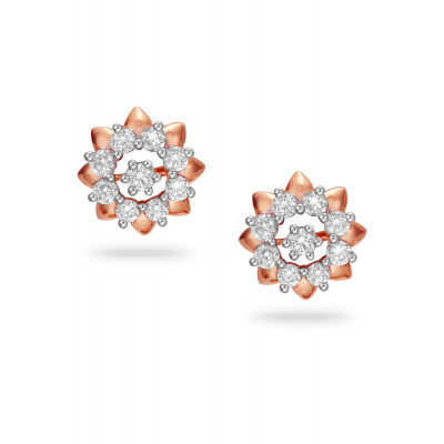 Elegant Lotus Diamond Stud Earring
