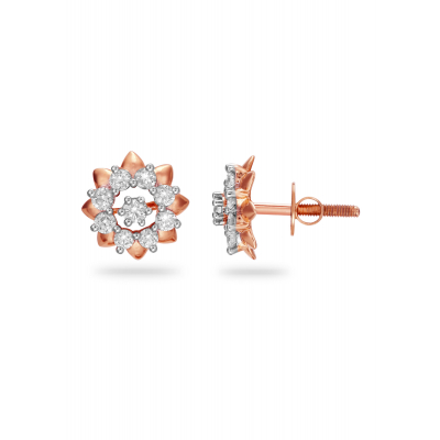 Elegant Lotus Diamond Stud Earring