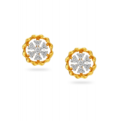 Swirl & Blossom Diamond Stud Earring