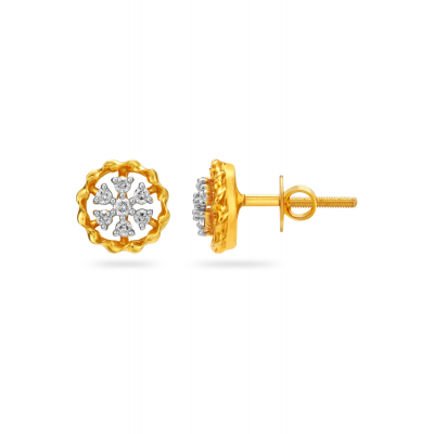 Swirl & Blossom Diamond Stud Earring