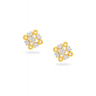 Modern Floral Diamond Stud Earring