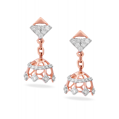 Rose Gold Diamond Jhumka Earring