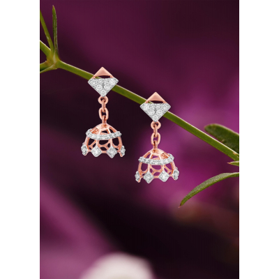 Rose Gold Diamond Jhumka Earring