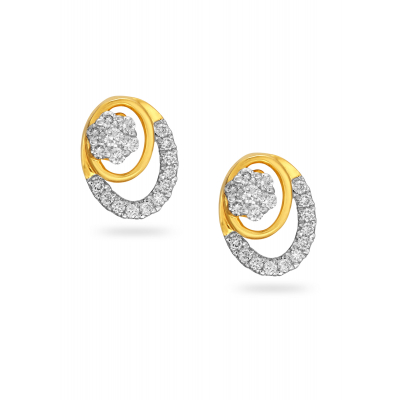 Concentric Elegance Diamond Stud Earring