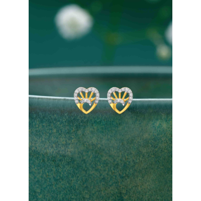 Heart Motif Diamond Stud Earring