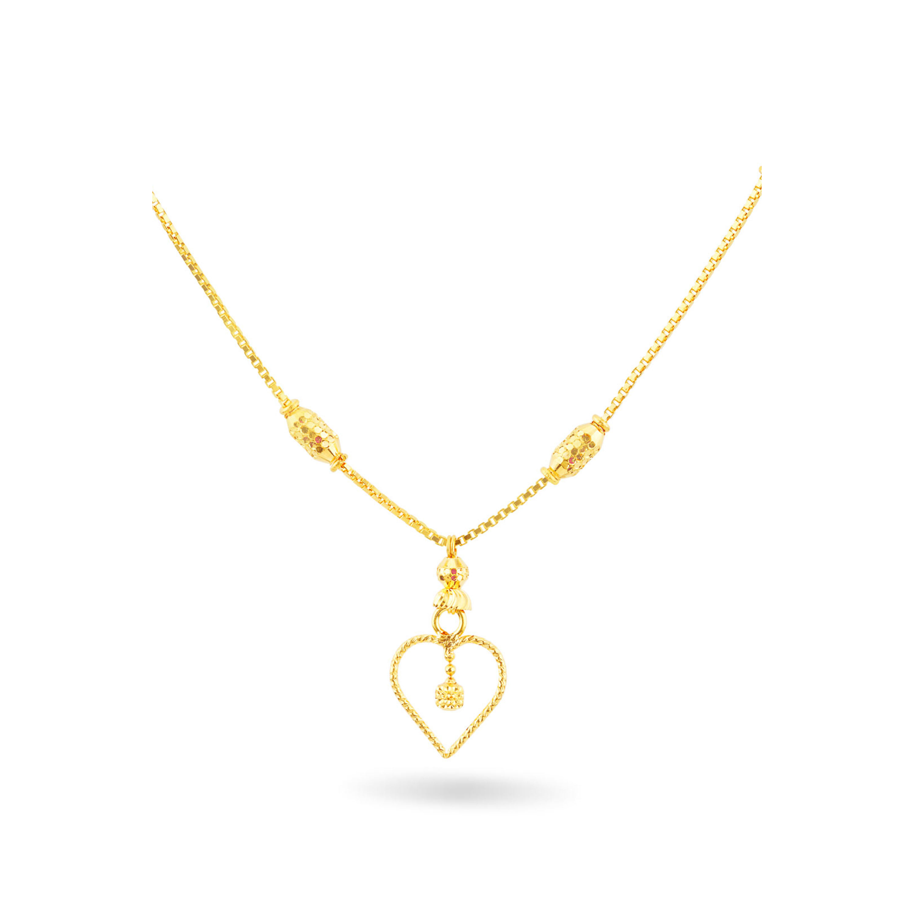 Fancy Heart Charm 22K Gold Chain