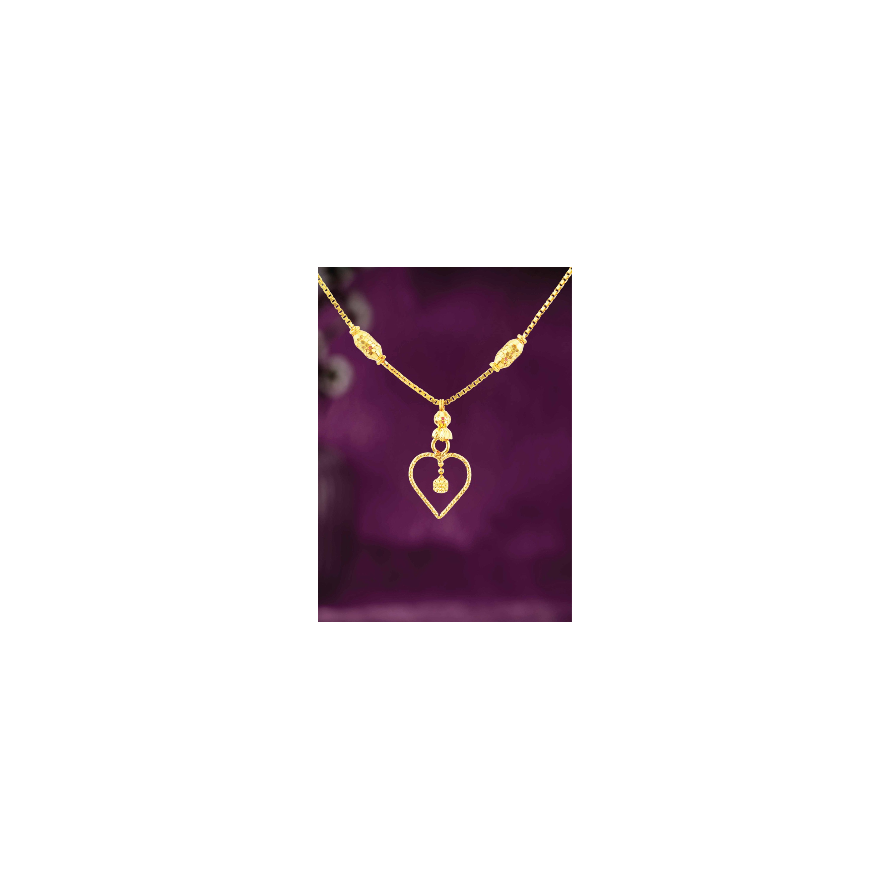 Fancy Heart Charm 22K Gold Chain