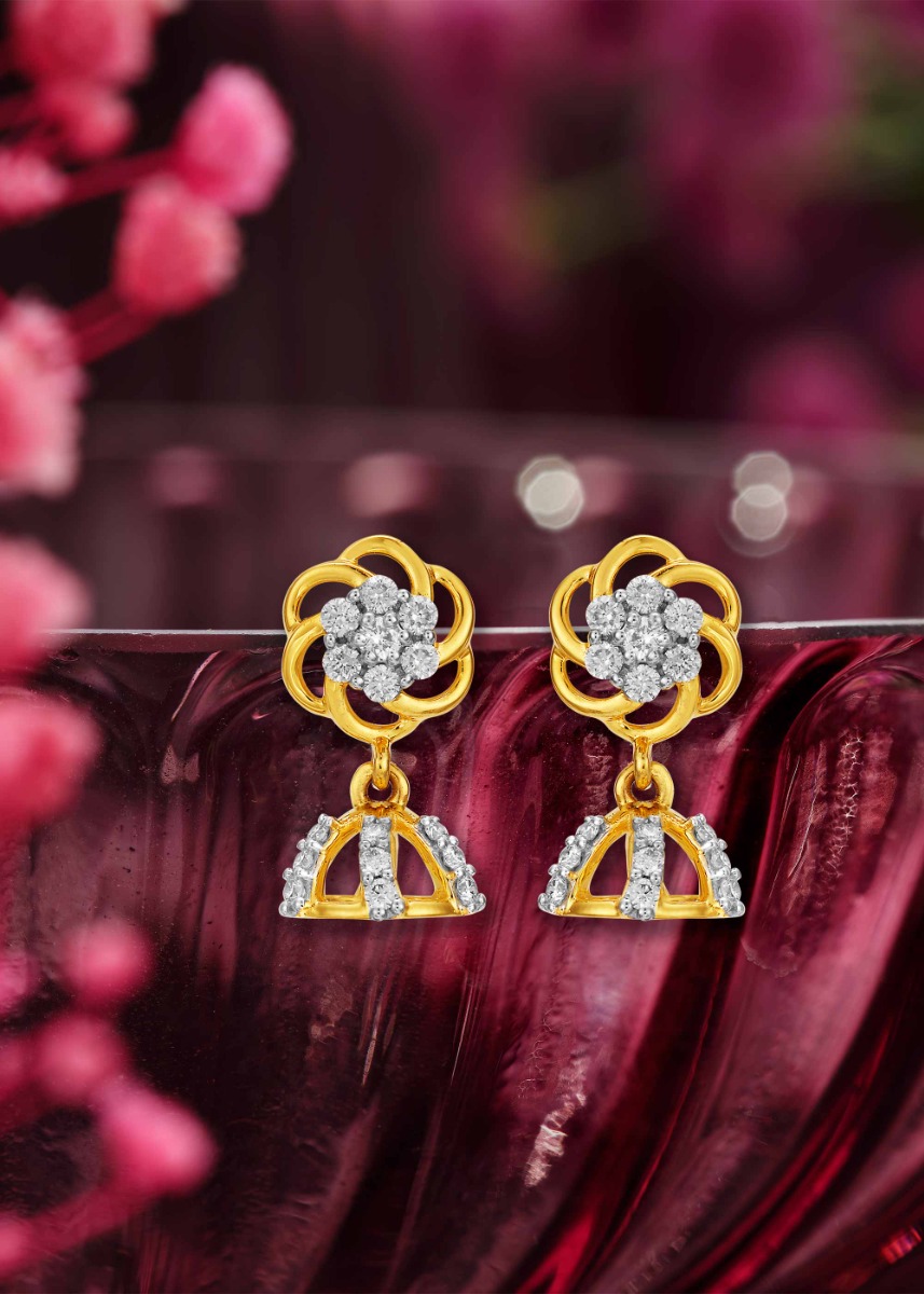 Floral Delightful Diamond Jhumka Earring