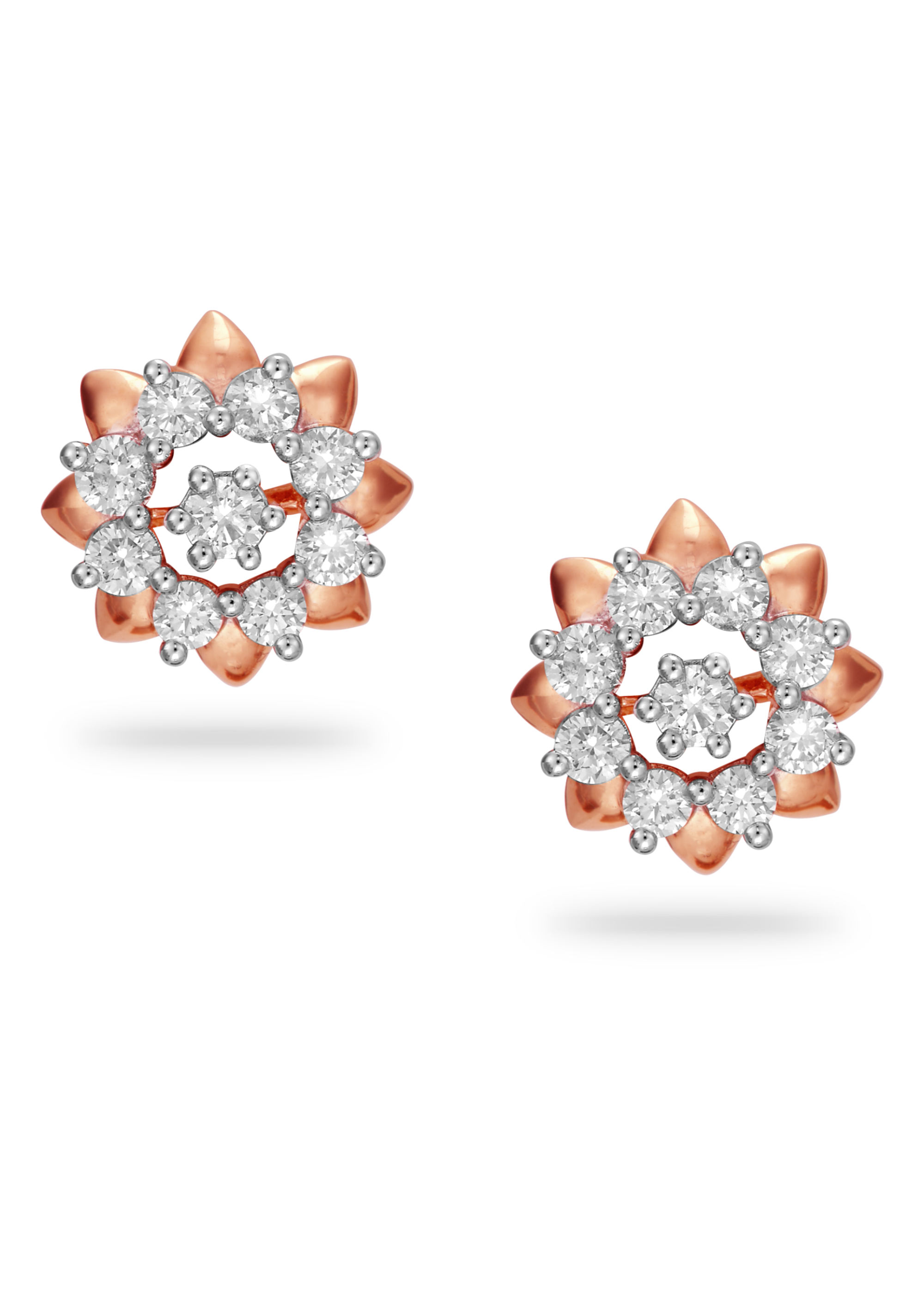 Elegant Lotus Diamond Stud Earring