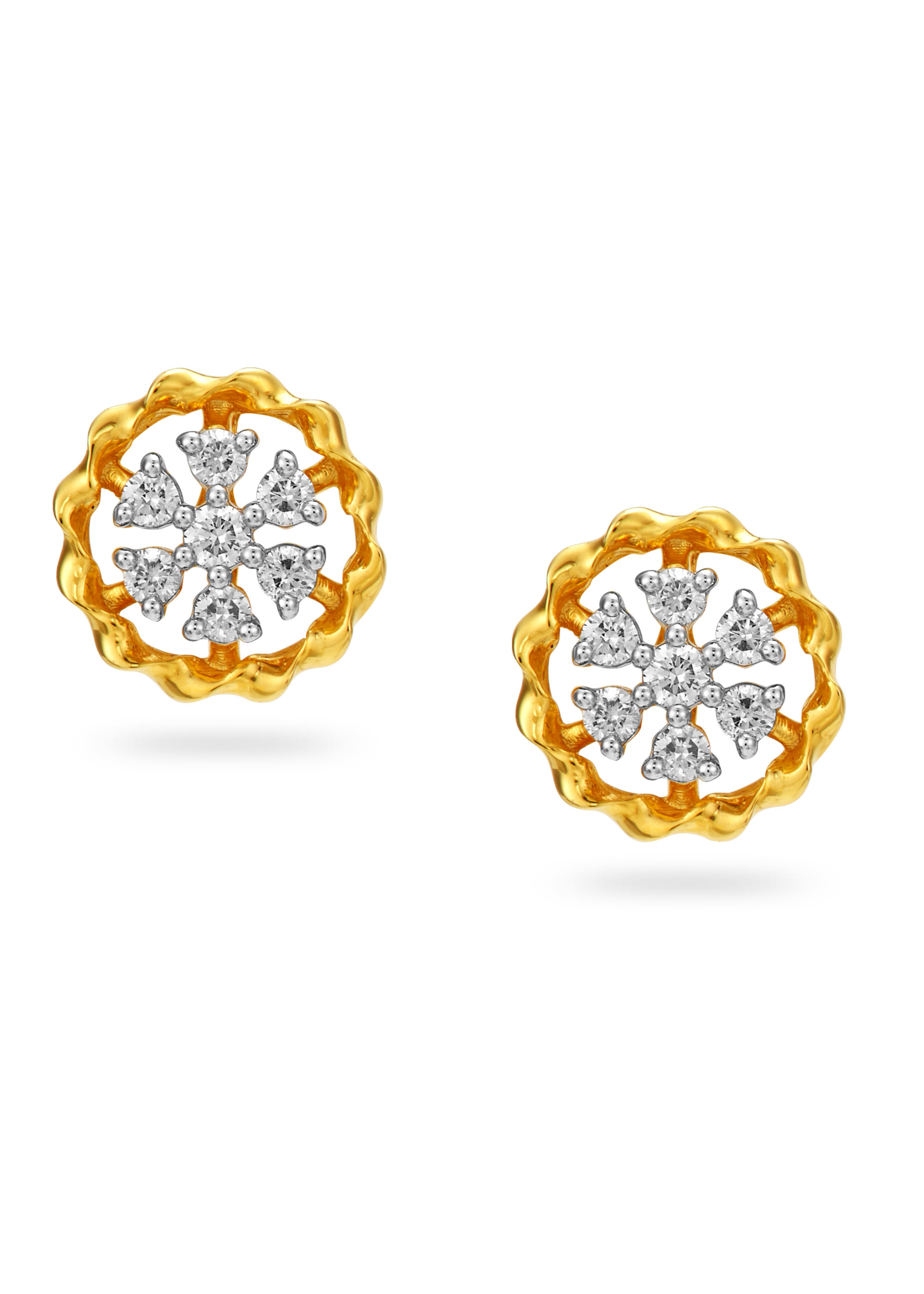 Swirl & Blossom Diamond Stud Earring