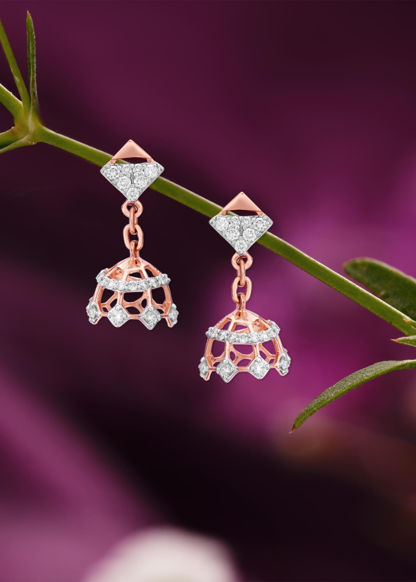 Rose Gold Diamond Jhumka Earring