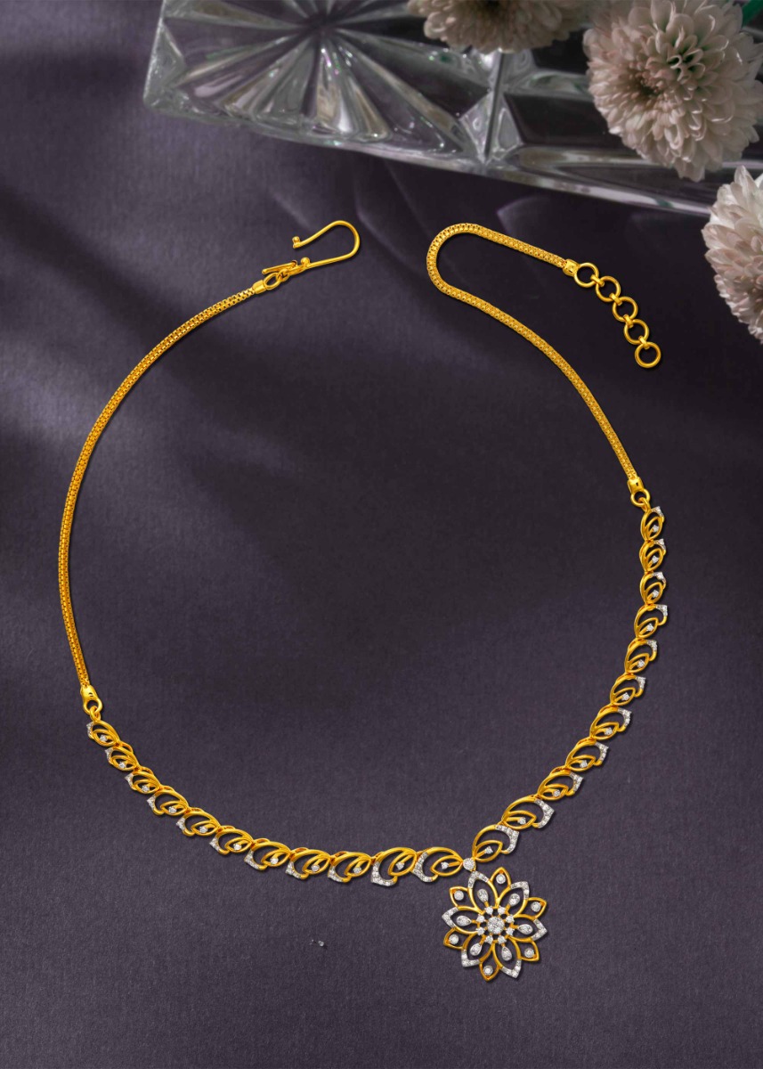 Floral Lotus Diamond Necklace