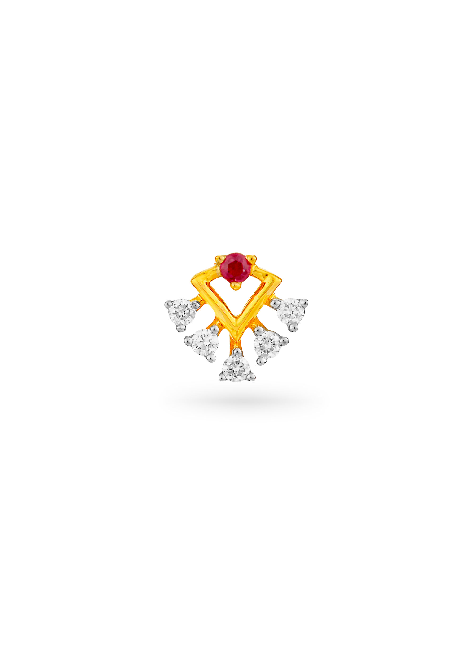 Ruby Bloosom Diamond Nose Pin