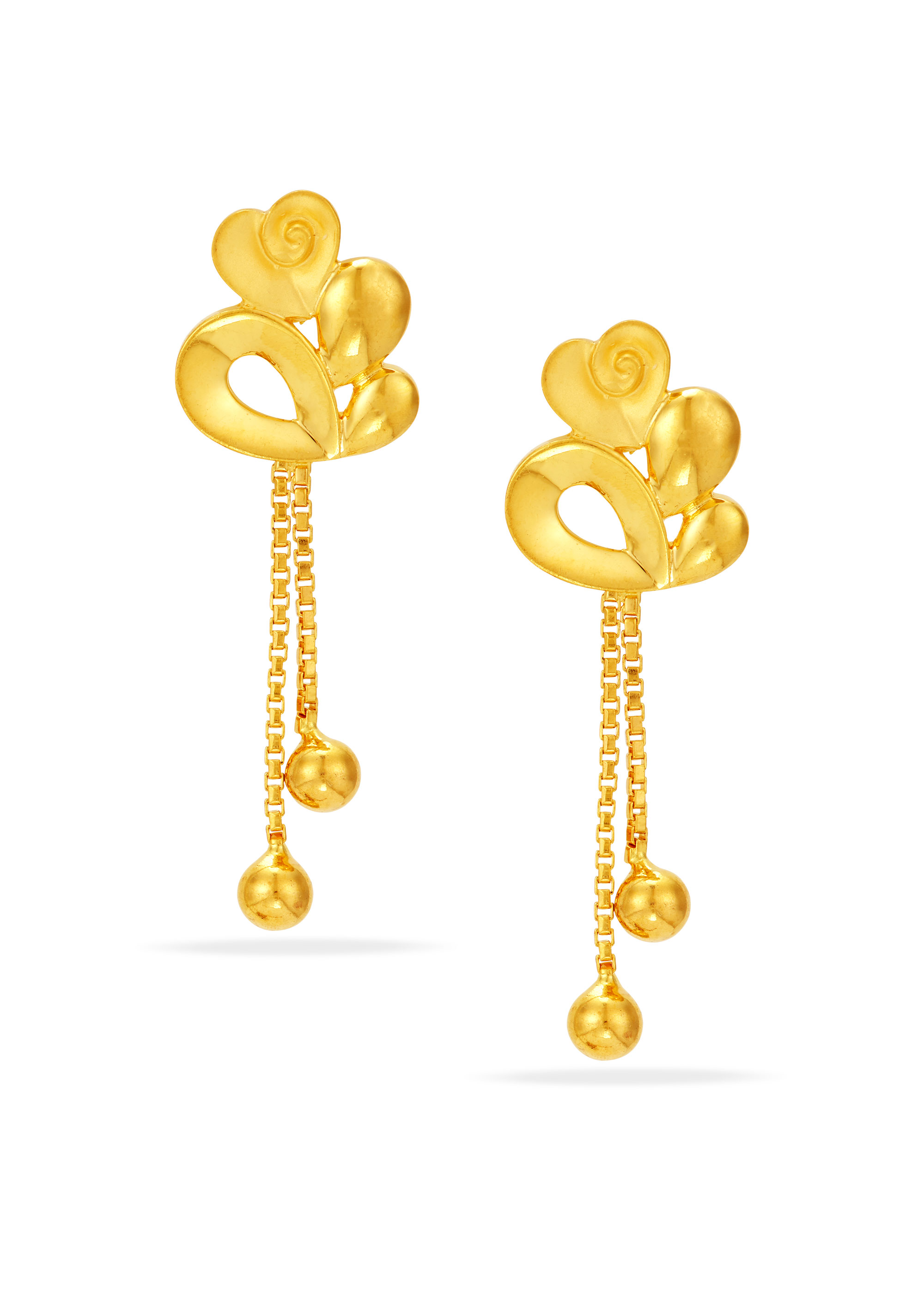 Creamy Heart Chain Drop Earrings