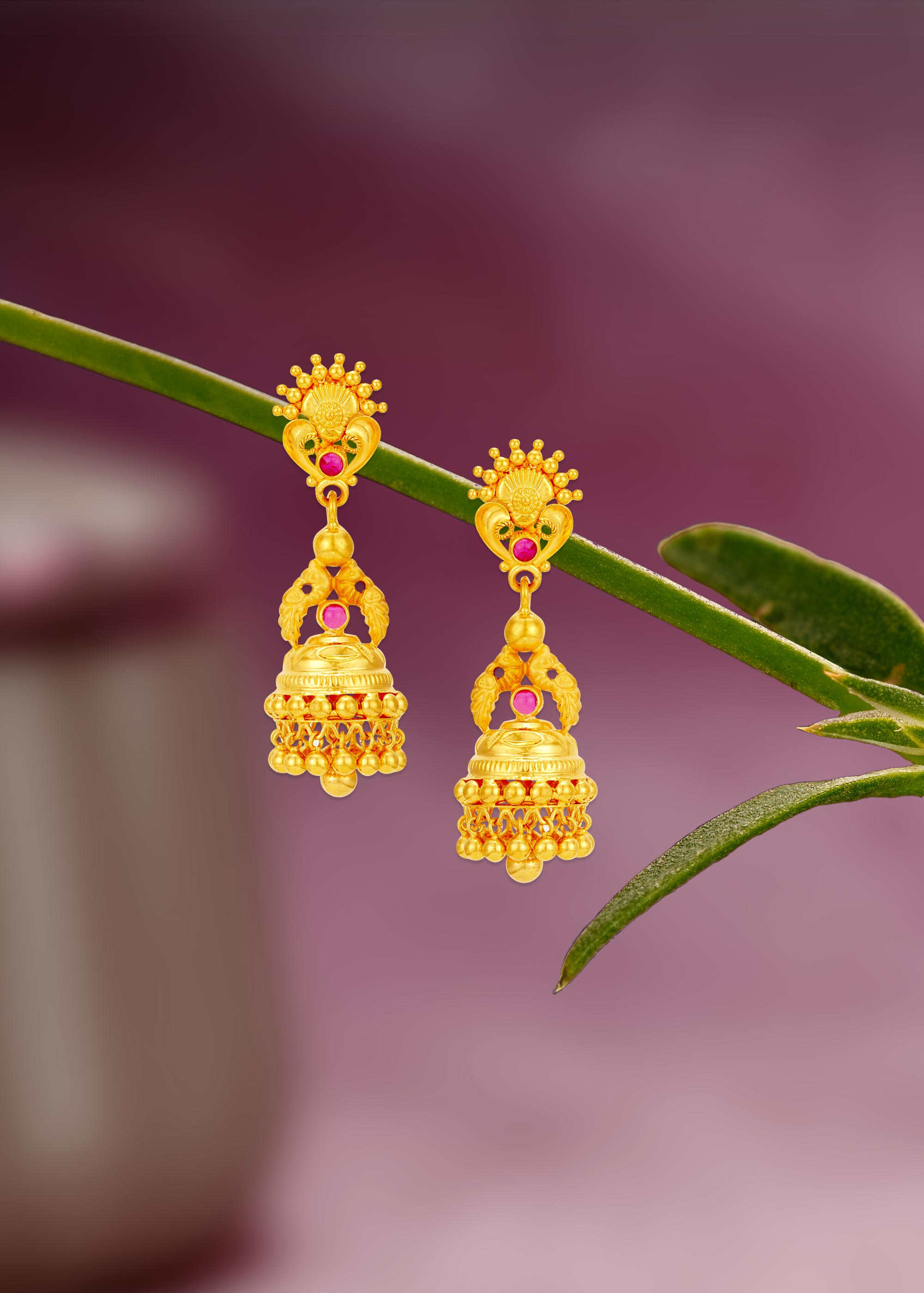 Hollow Parrot Model Jhumka with Tower Attachment