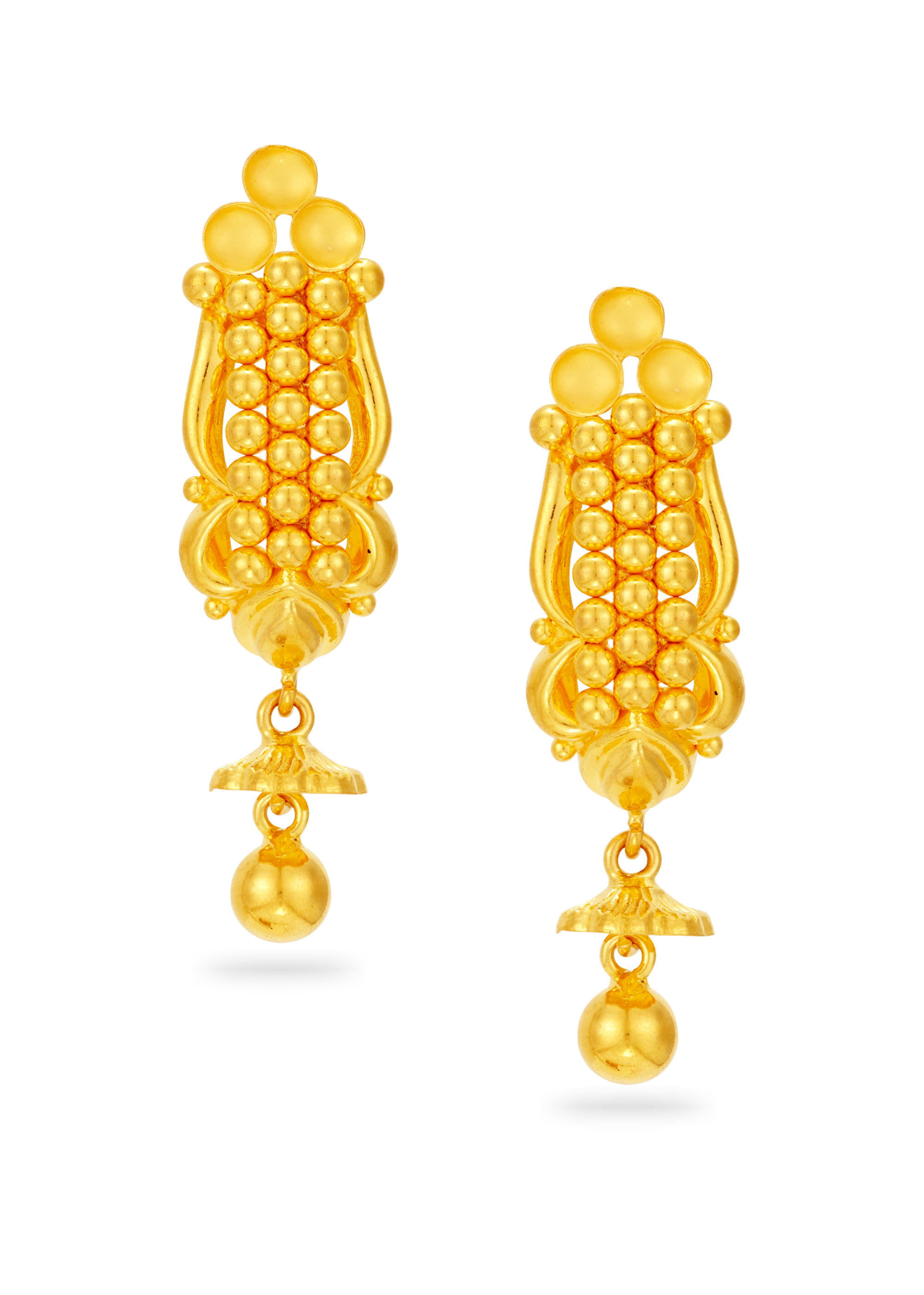 Clustered Ball Gold Drop Earrings