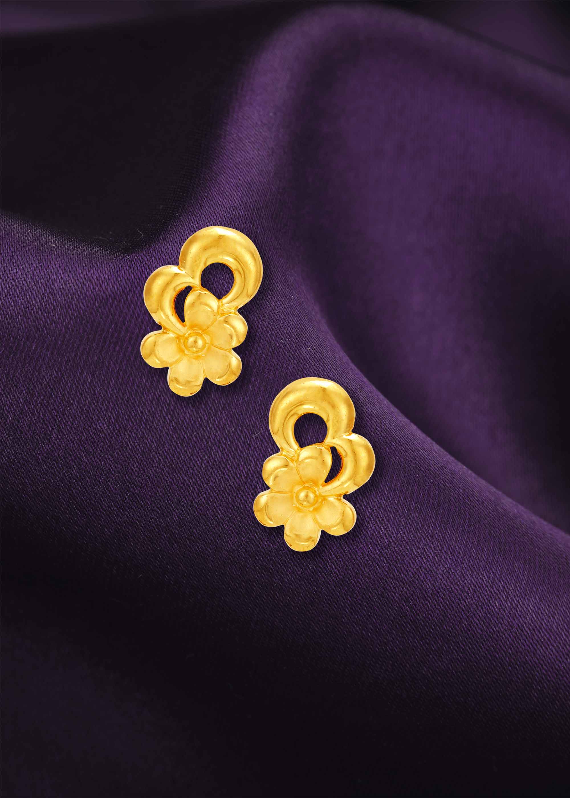 Delicate Petal Gold Studs