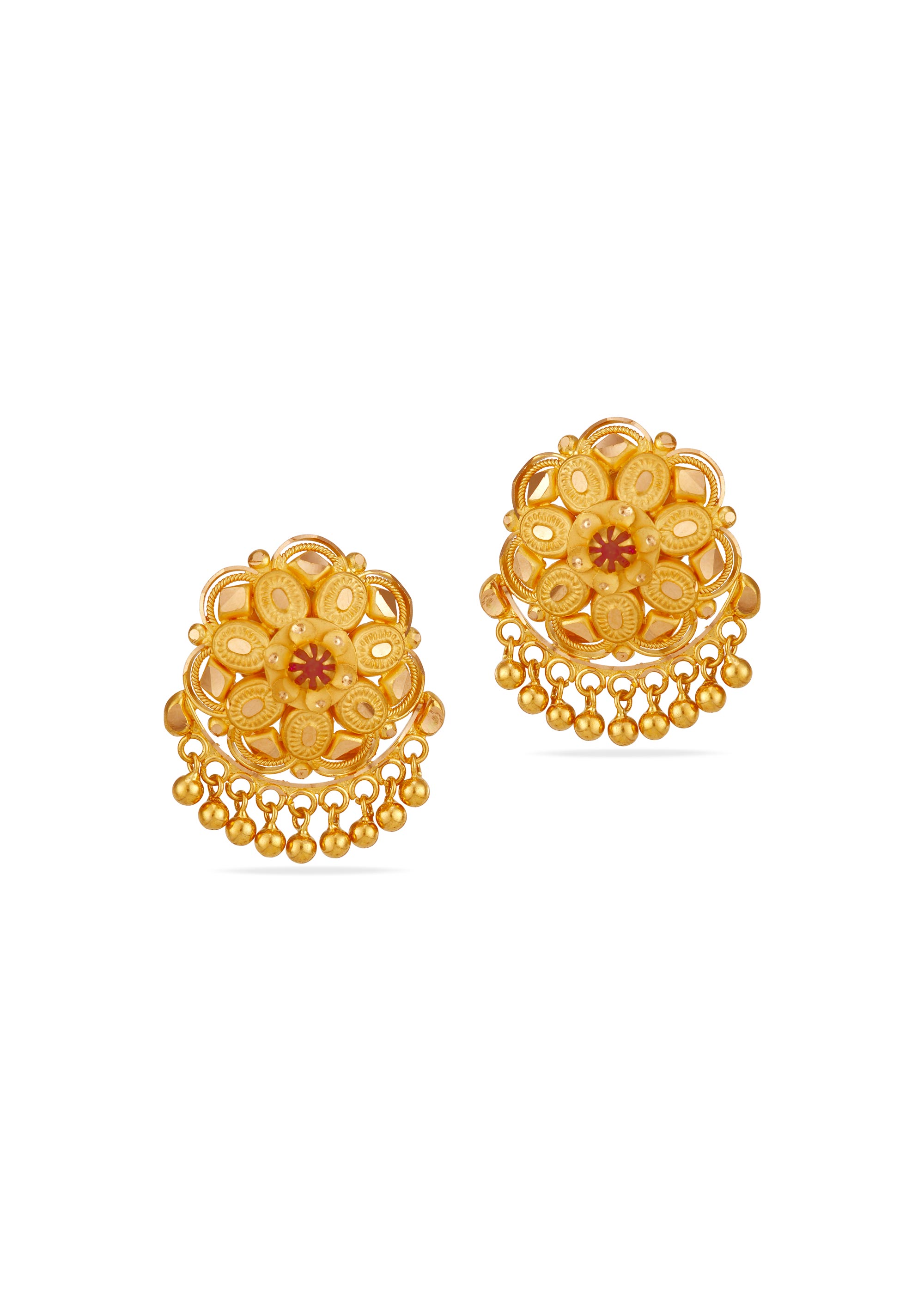 Blossom Touch Red Stone Stud Earrings