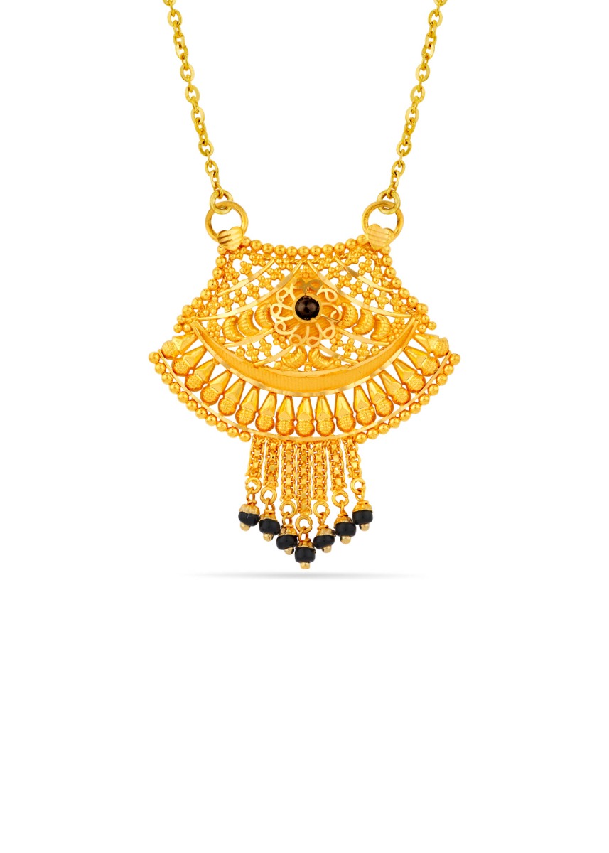 Floral Elegance Black Bead Pendant with Double Hooks