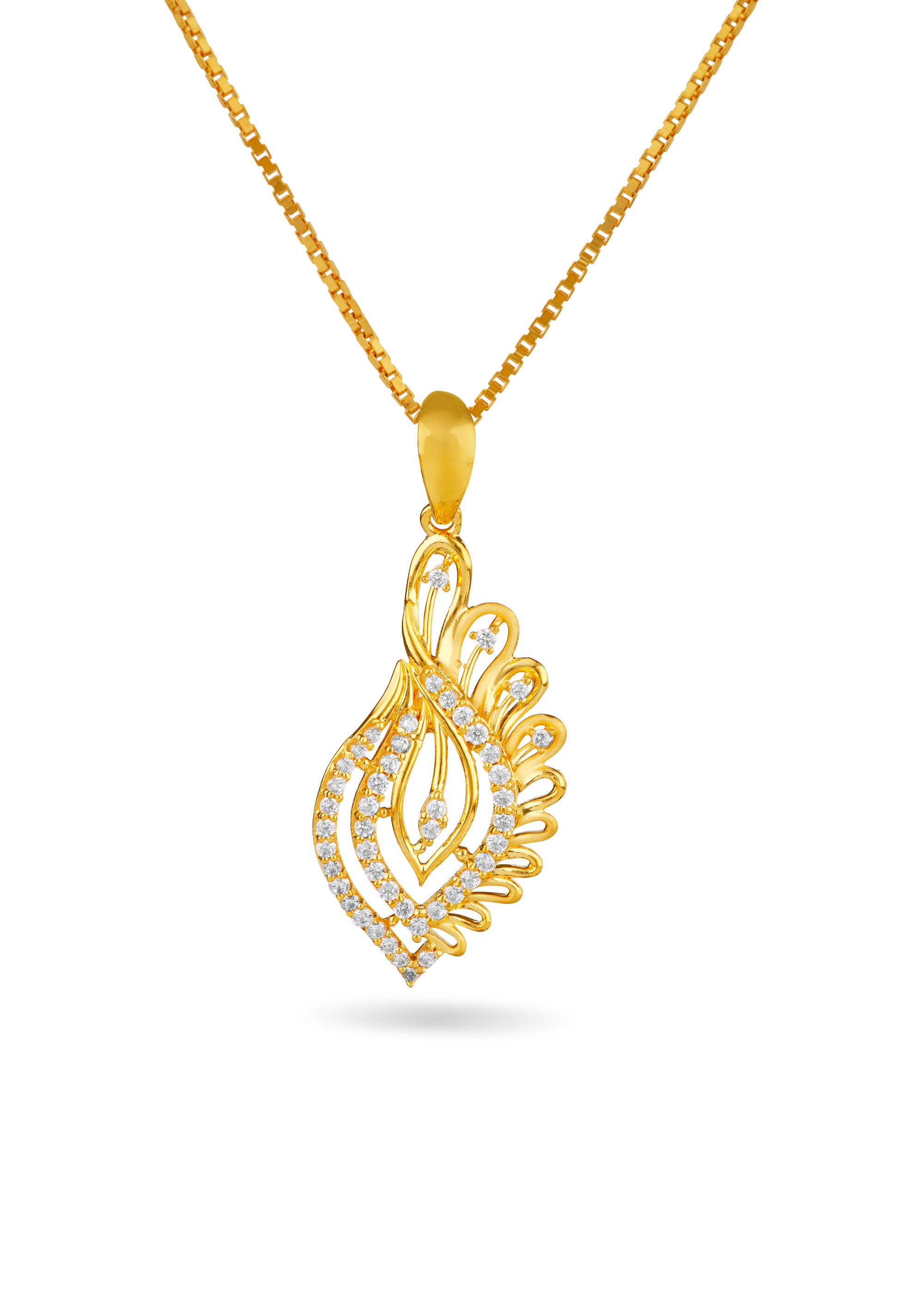 Floral Matte Finish Pendant with Zircon Stones
