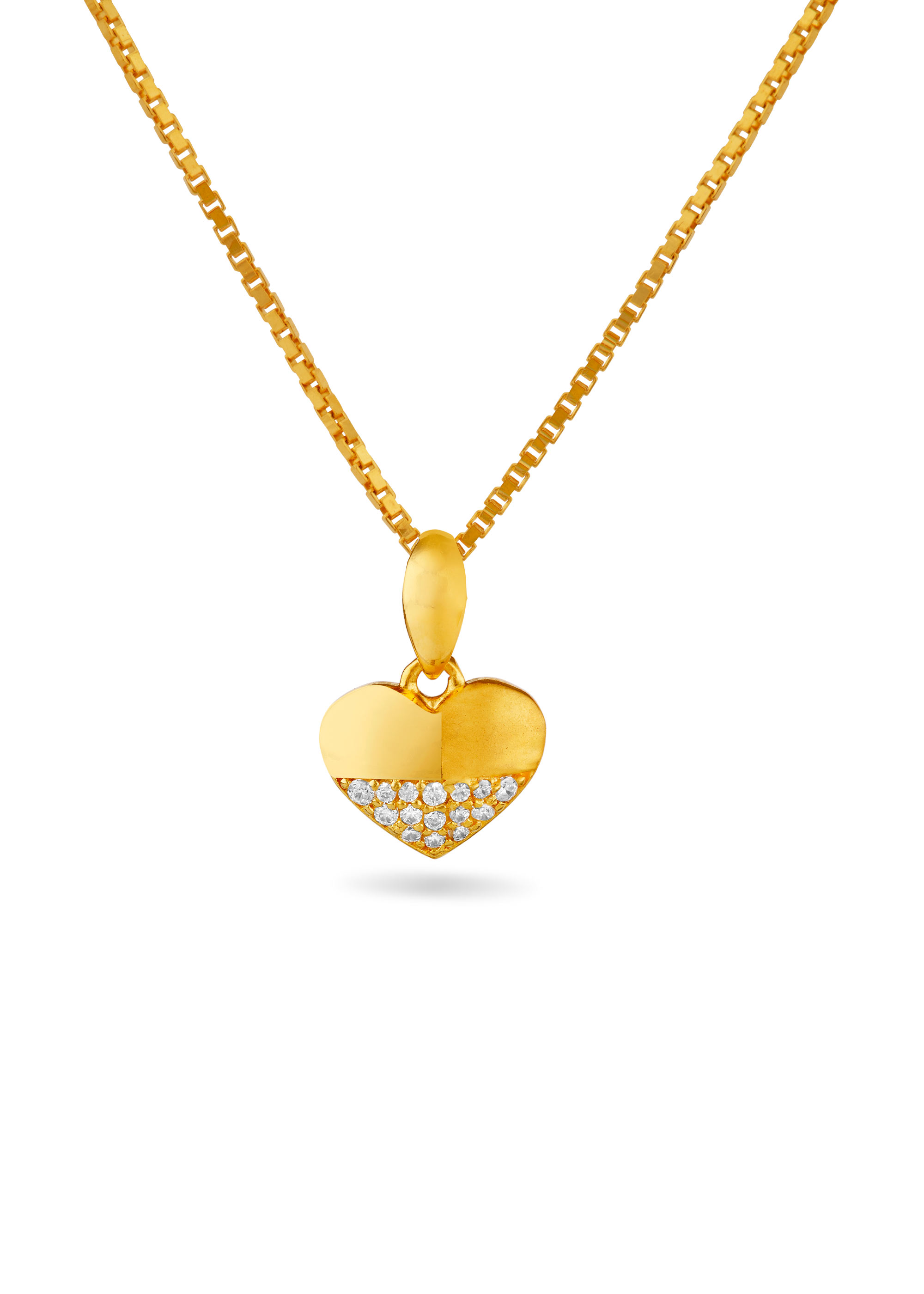 Heart-Shaped Matte Pendant with Stone Detail