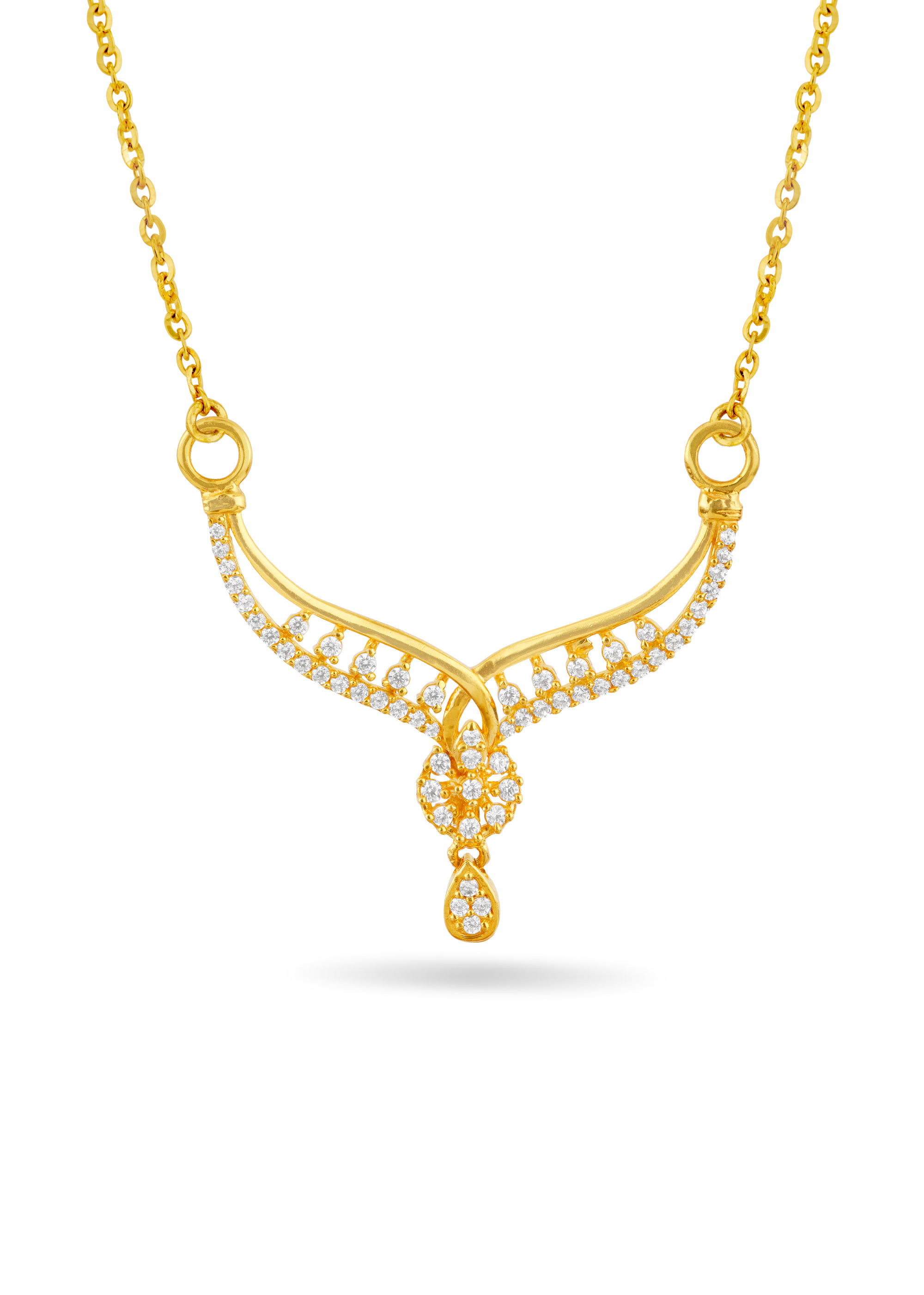 Bombay-Style U-Shaped Pendant with Zircon Stones