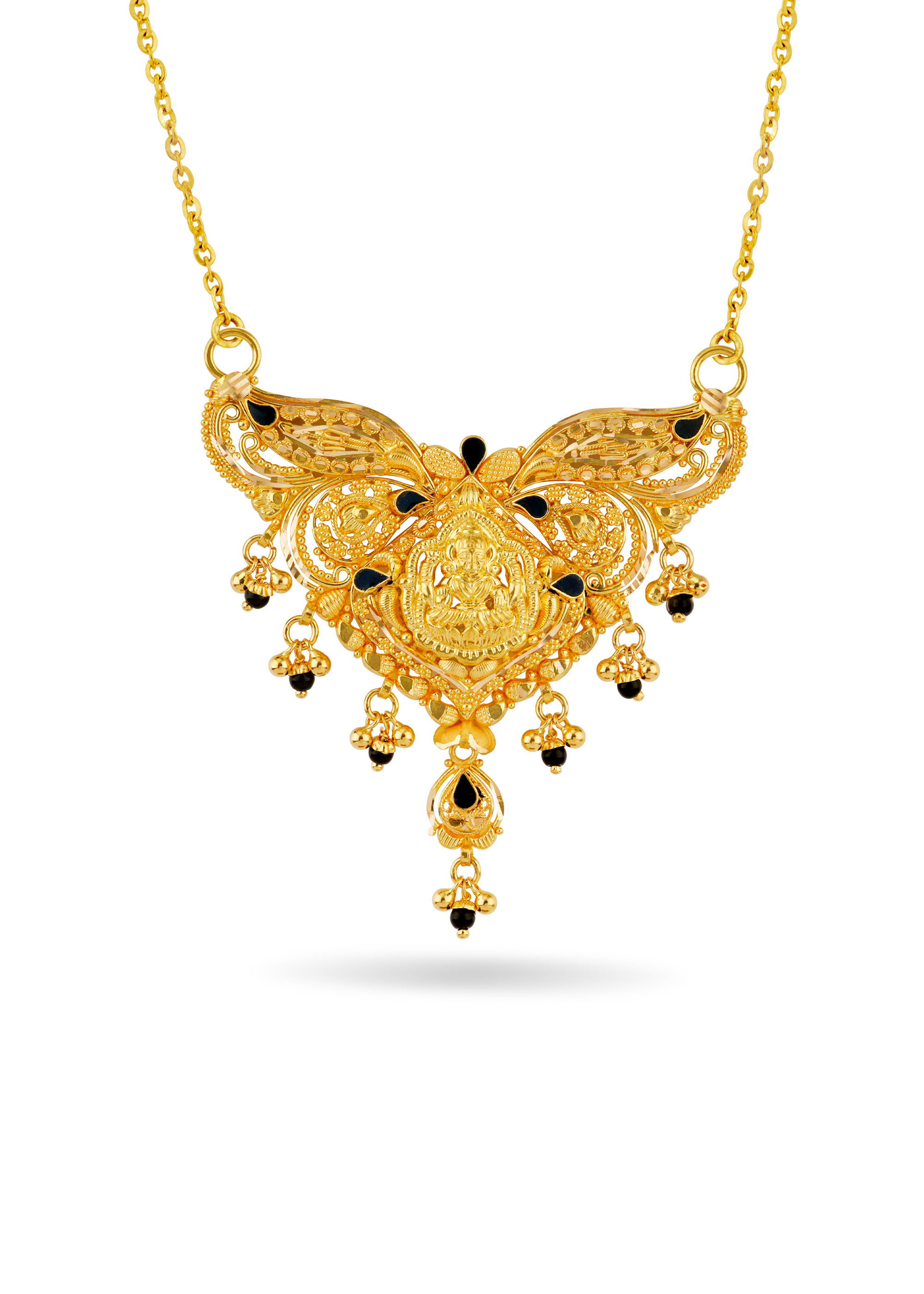 Lakshmi Black Bead Pendant with Embossing