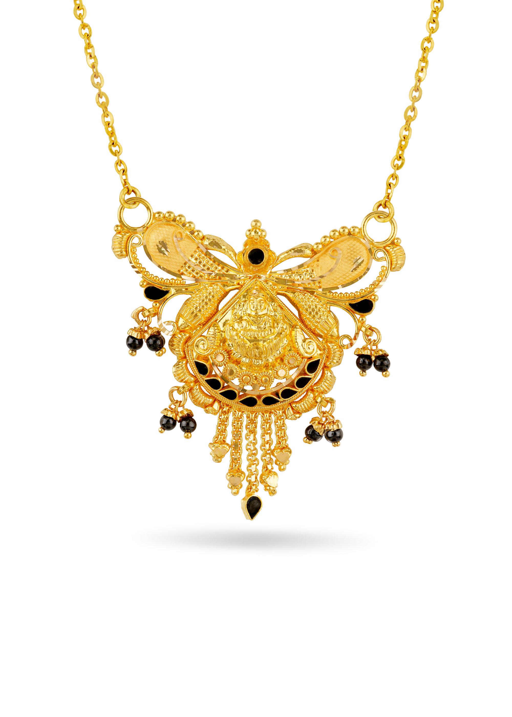 Lakshmi Black Bead Pendant with Hanging Detail