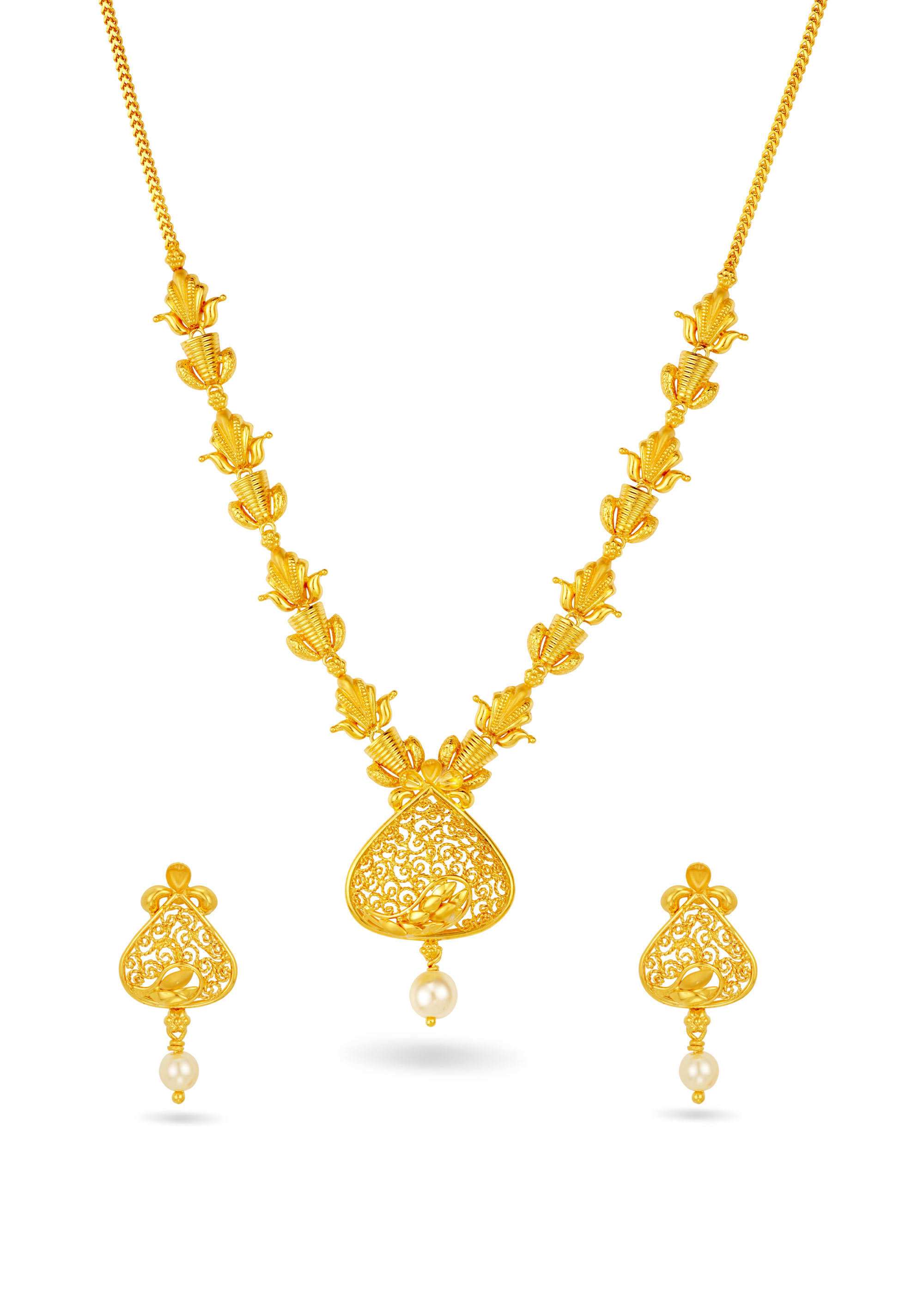 Fusion of Elegance Intricate Necklace Set with Pearl Drop