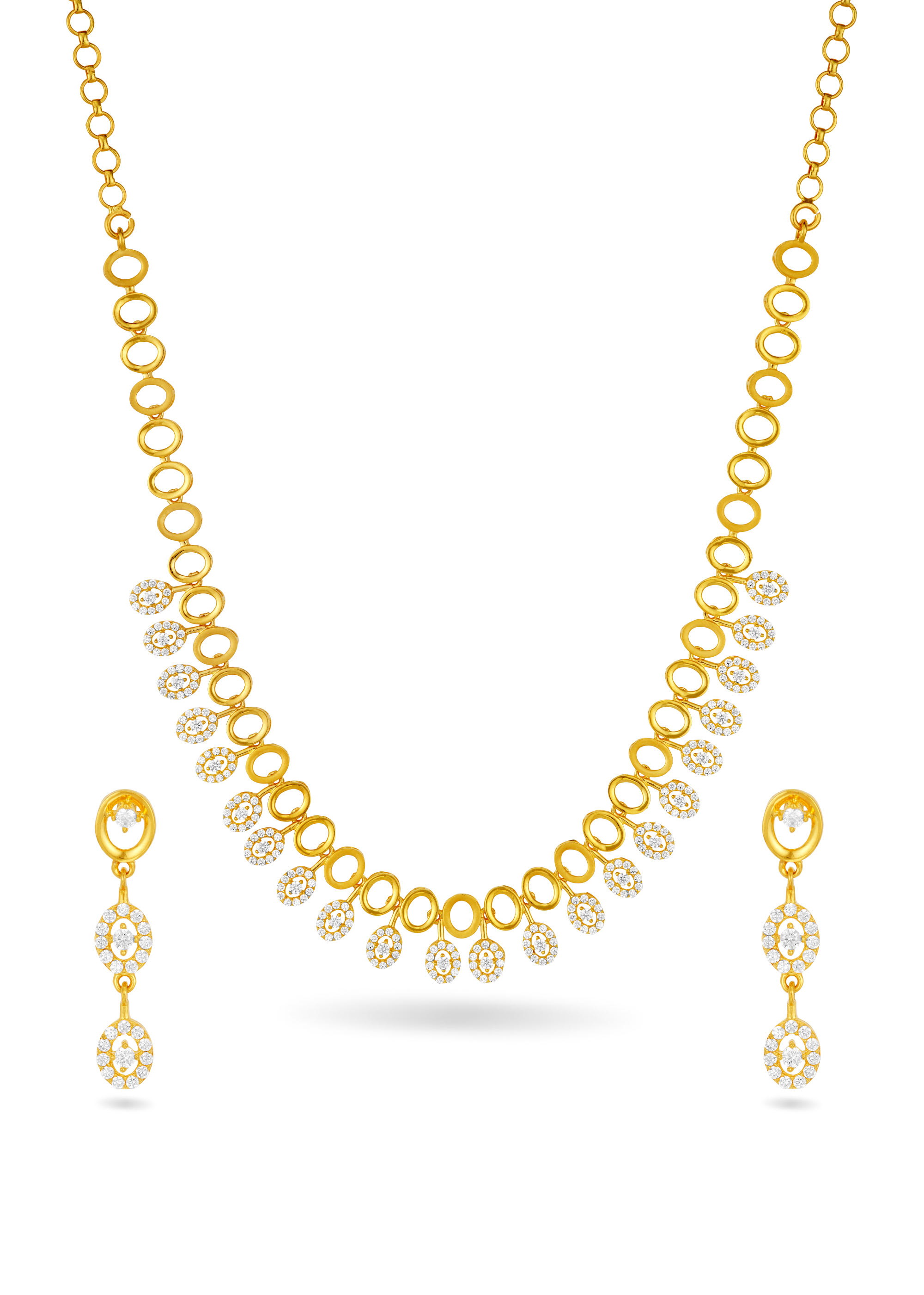 Sparkling Crystal Cascade Zircon Necklace Set