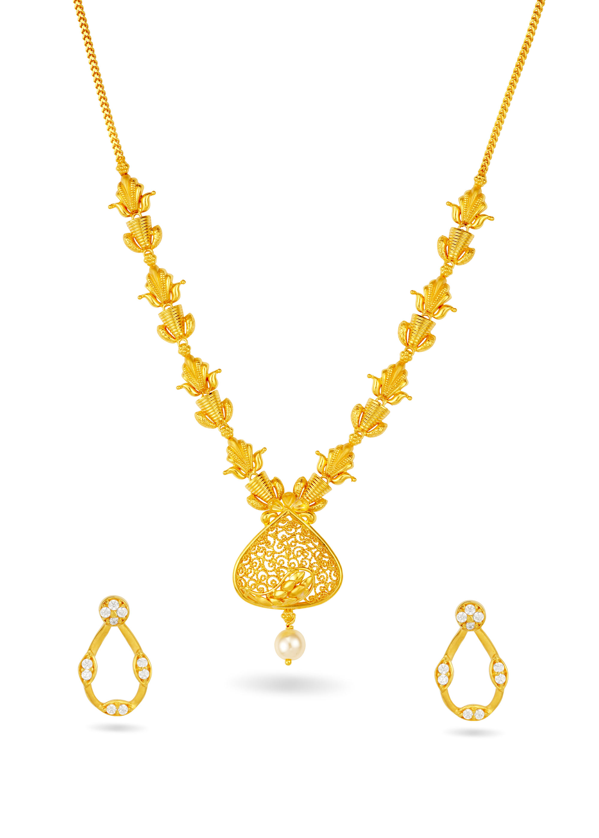 Linked Pear-Shaped Dangling Necklace