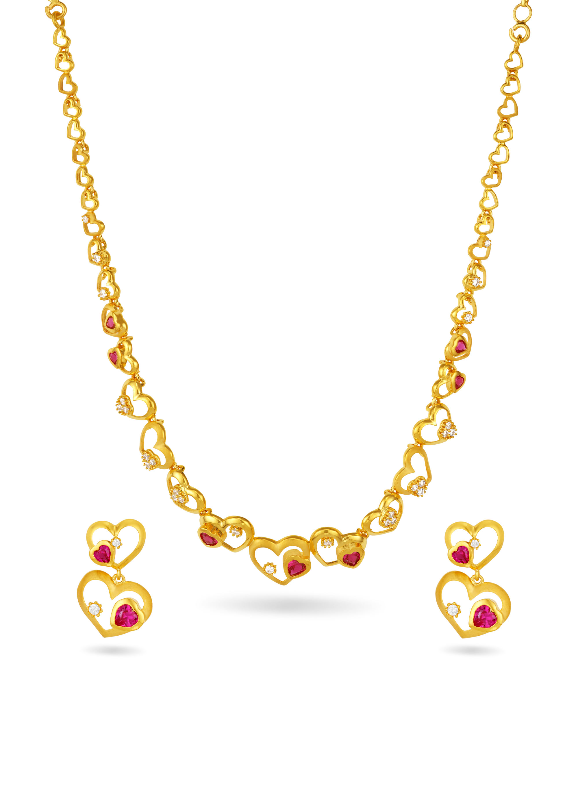 Linked Heart-Shaped Pieces Elegant Necklace Set