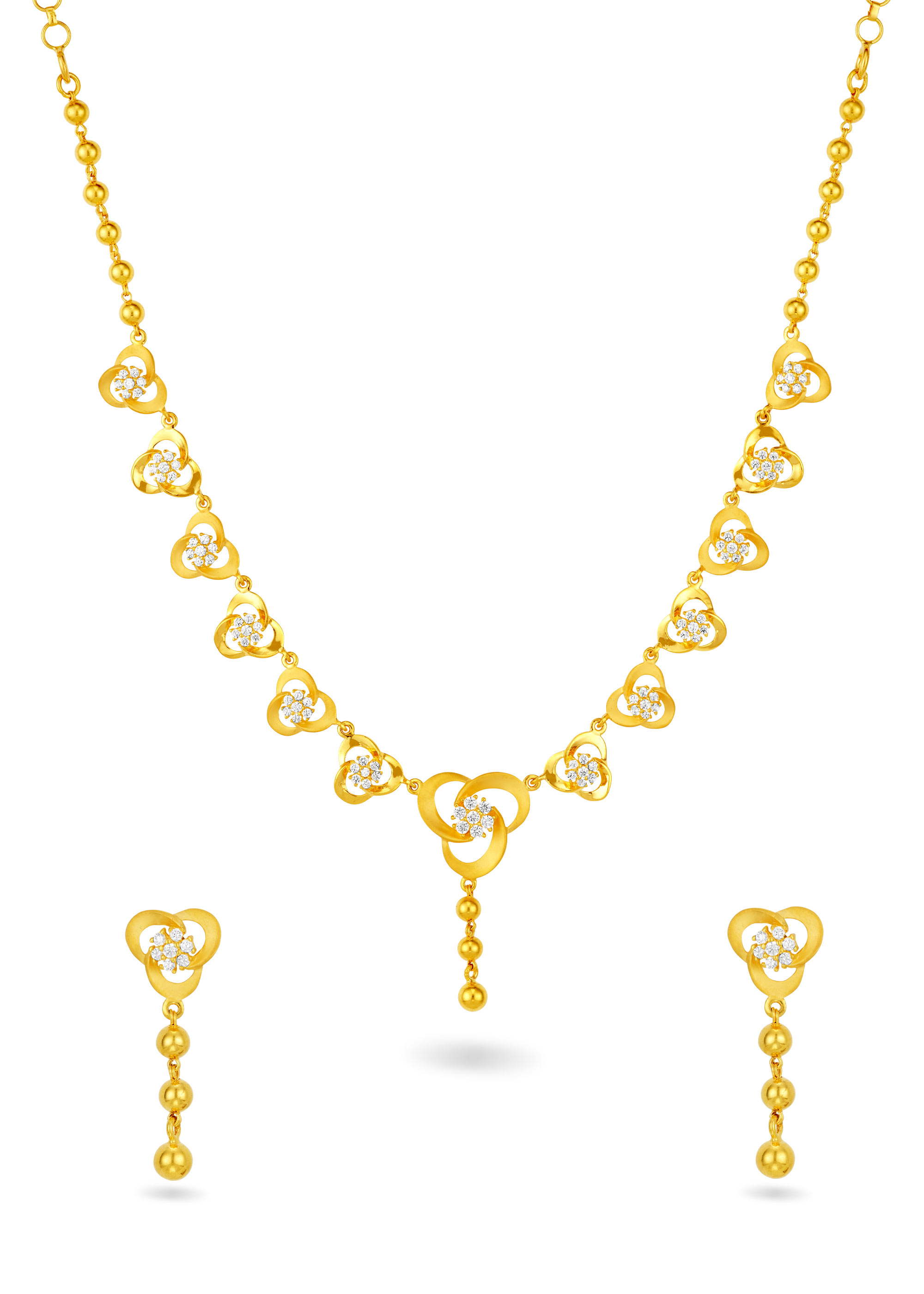 Seven-Stone Knot & Gold Ball Necklace