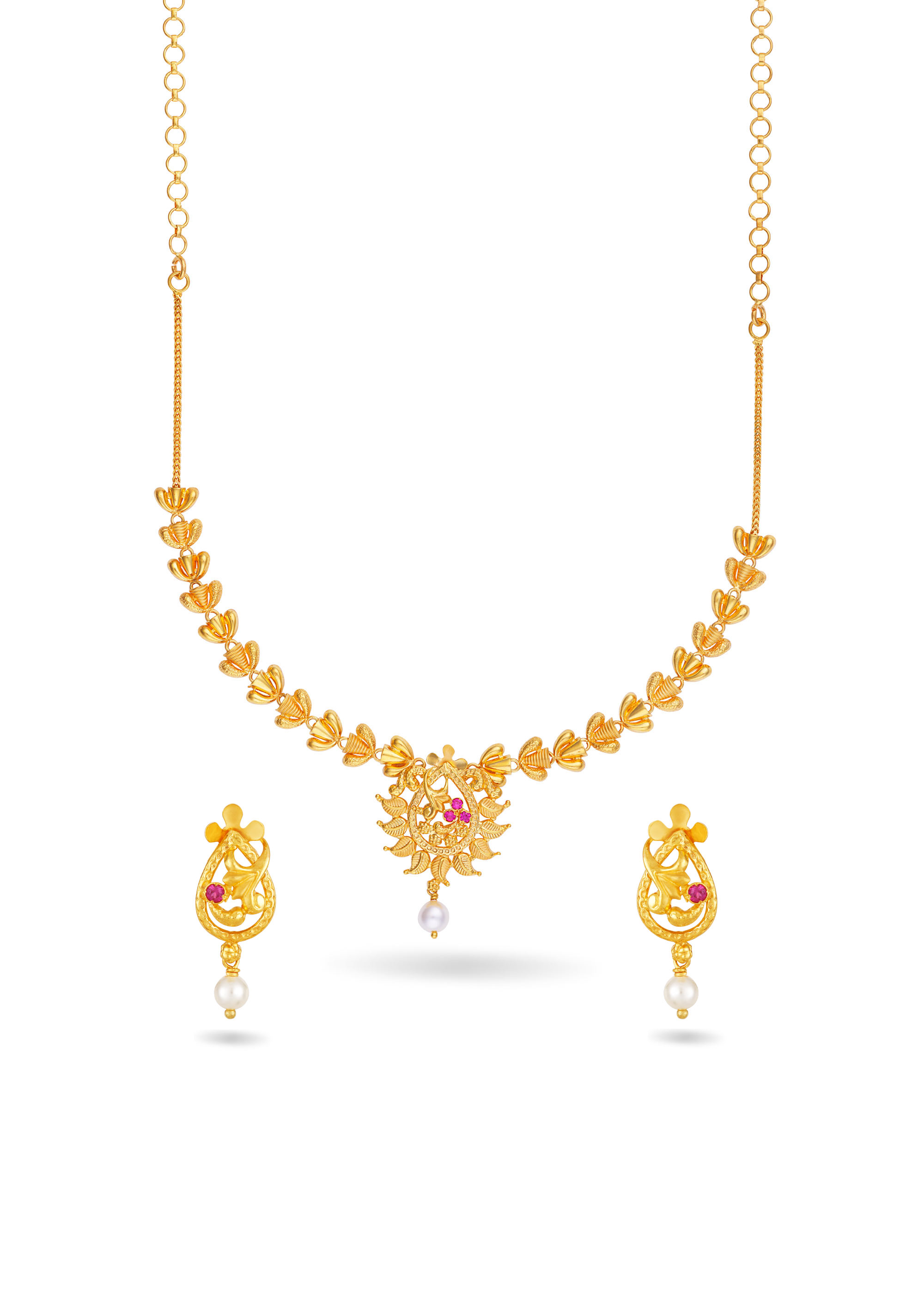 Meenakari and Stamping Pearl Drop Necklace Set