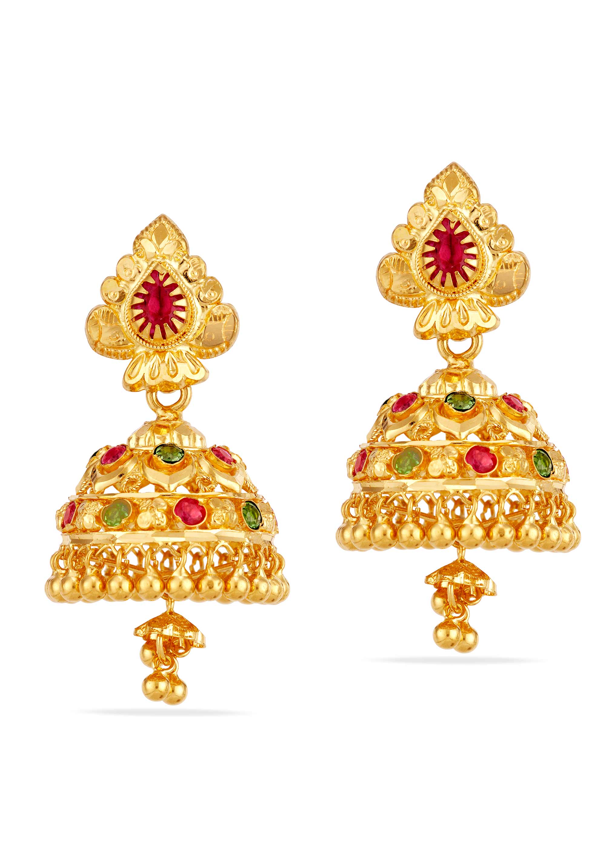 Royal Roots Ruby Emerald Jhumka