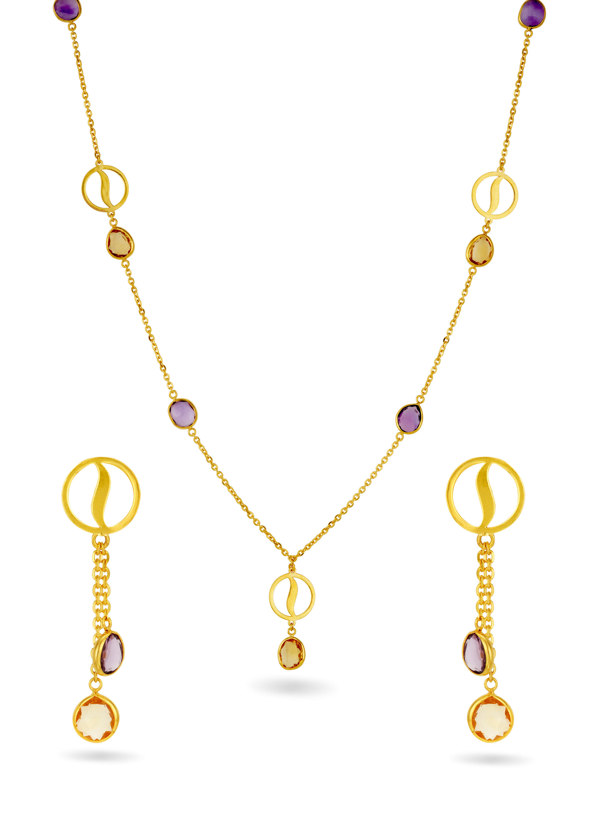 Colorful Stone Chain Necklace Set