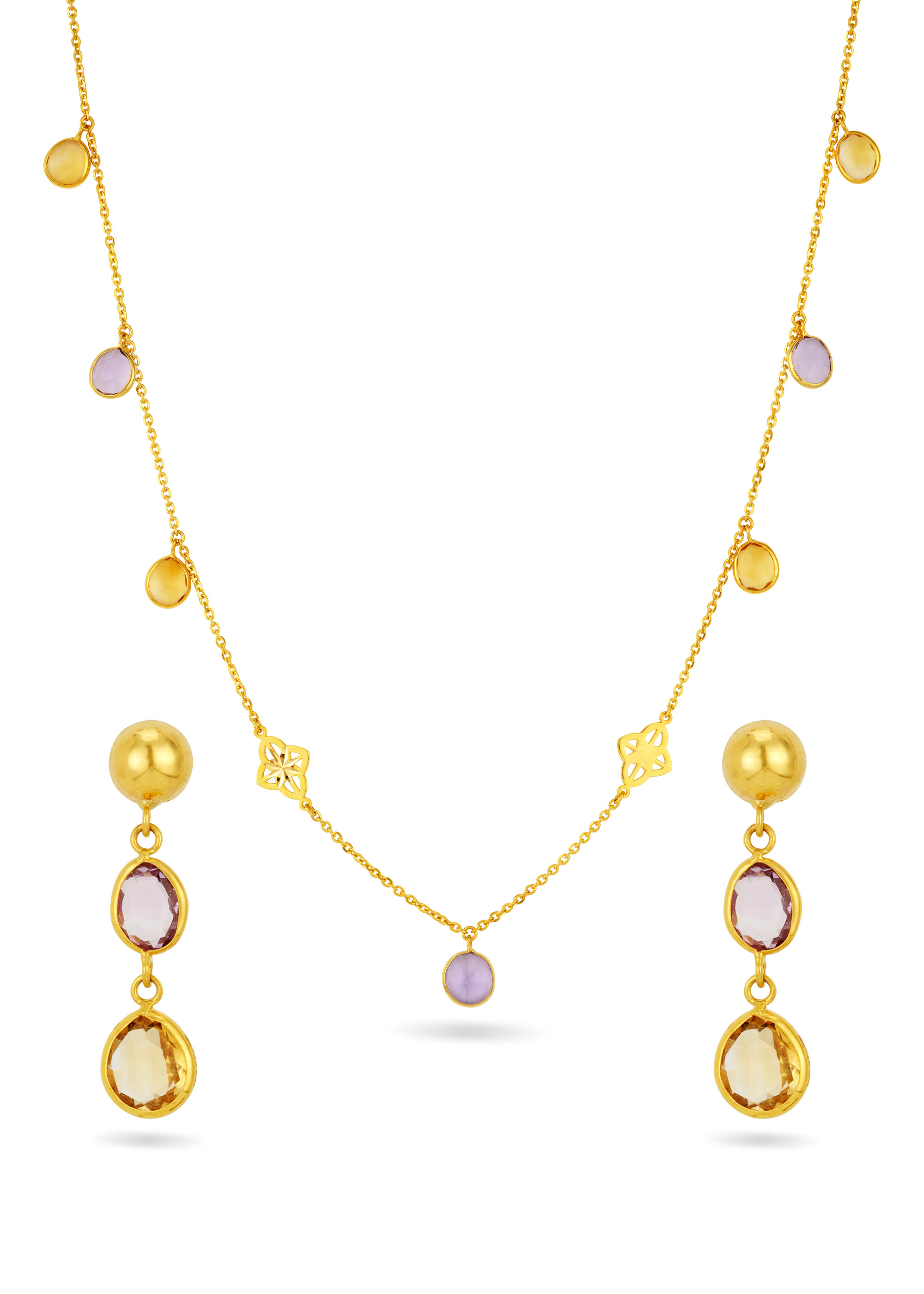 Whimsical Color Stone Charms Necklace Set