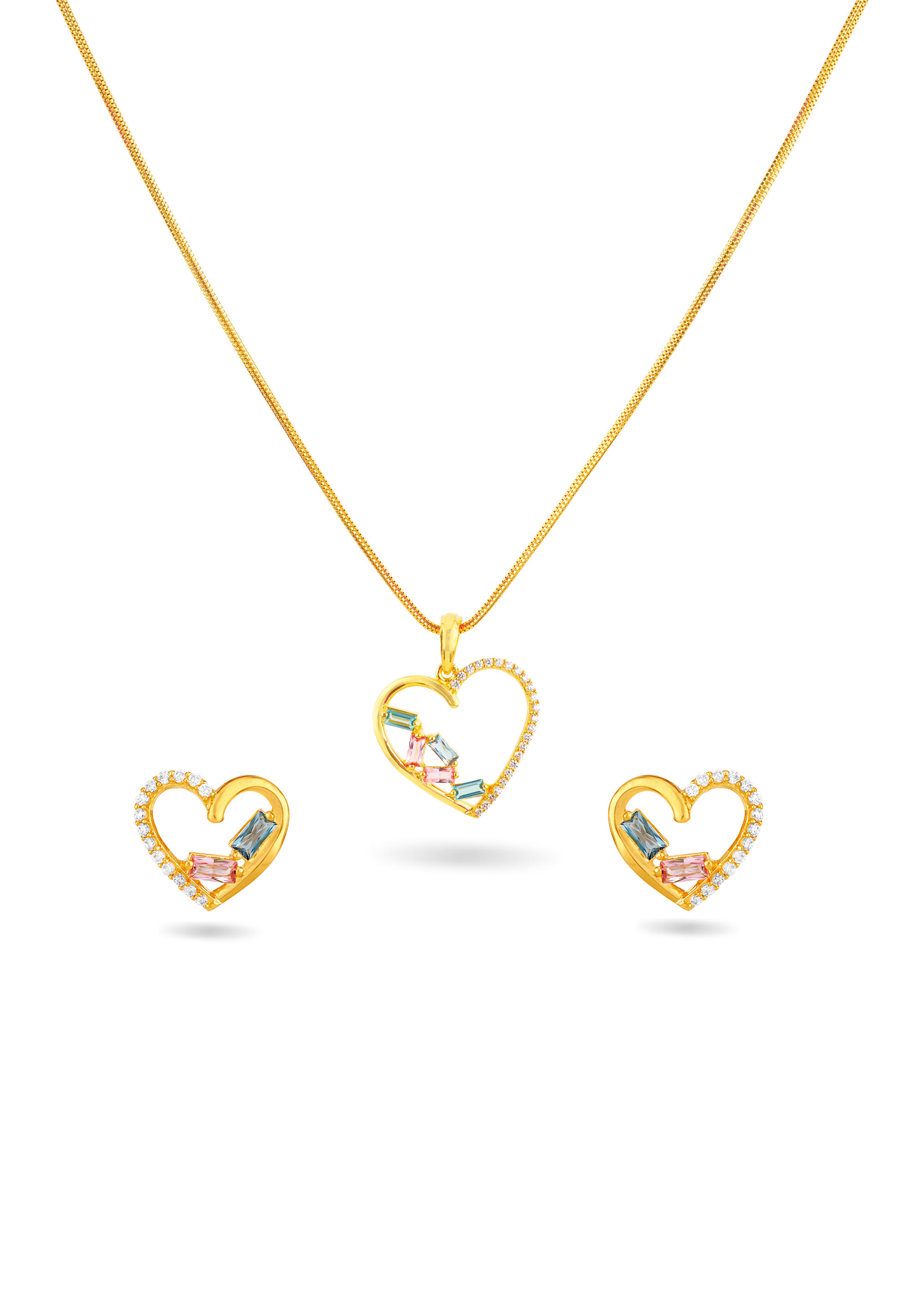 Heart Duo Stone Necklace Set