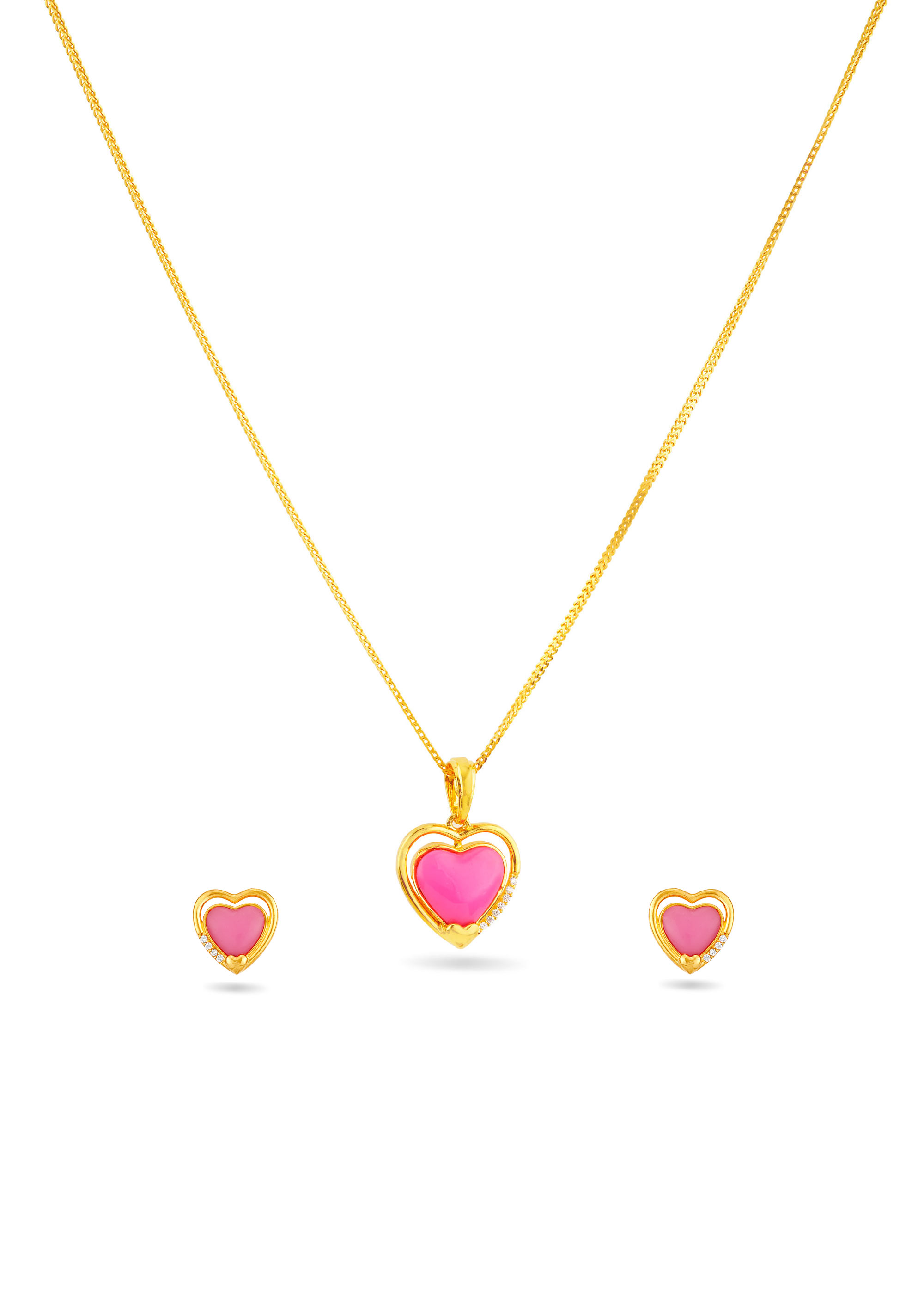 Pink Heart Necklace Set