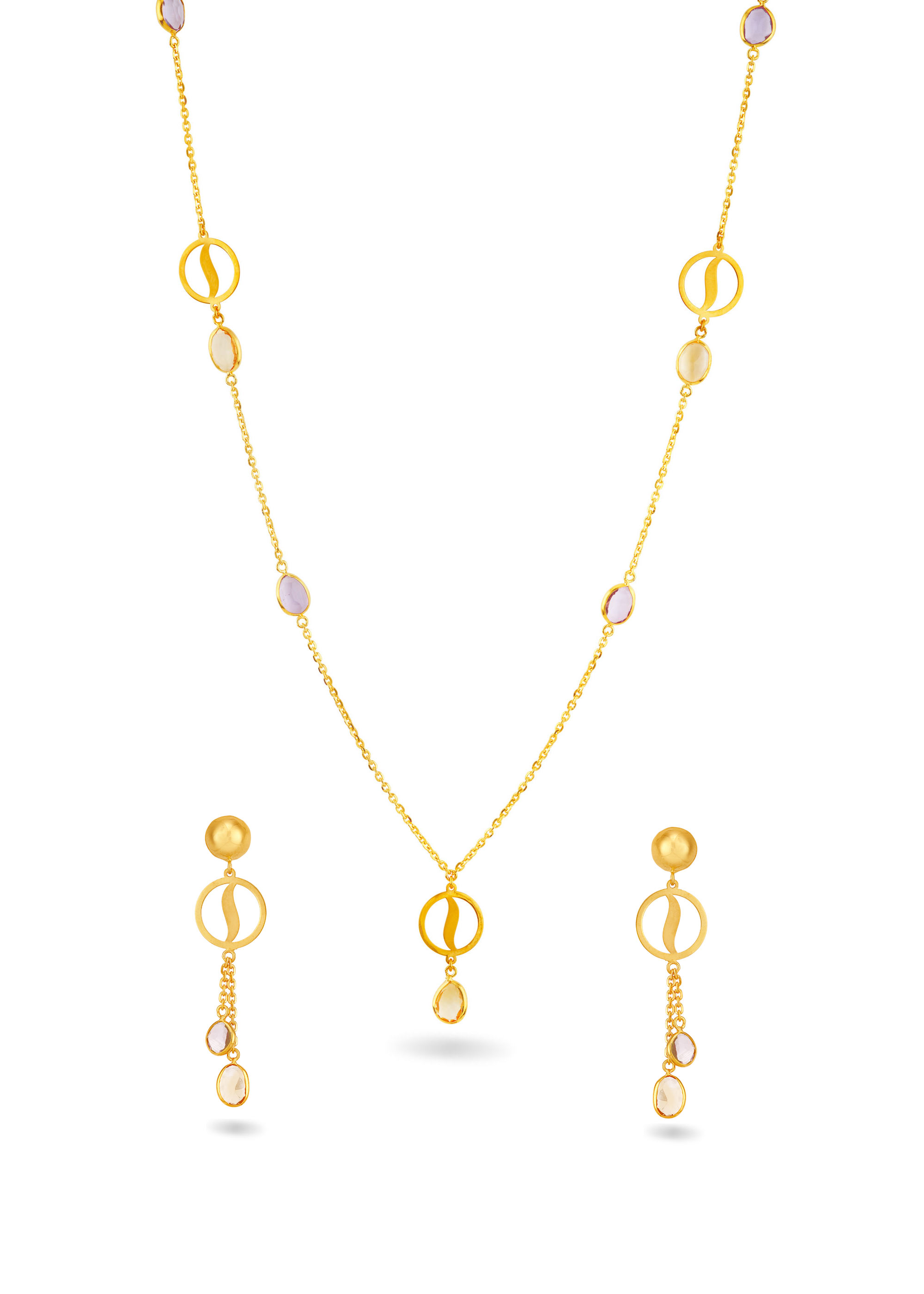 Matte Finish Fancy Stone Necklace Set