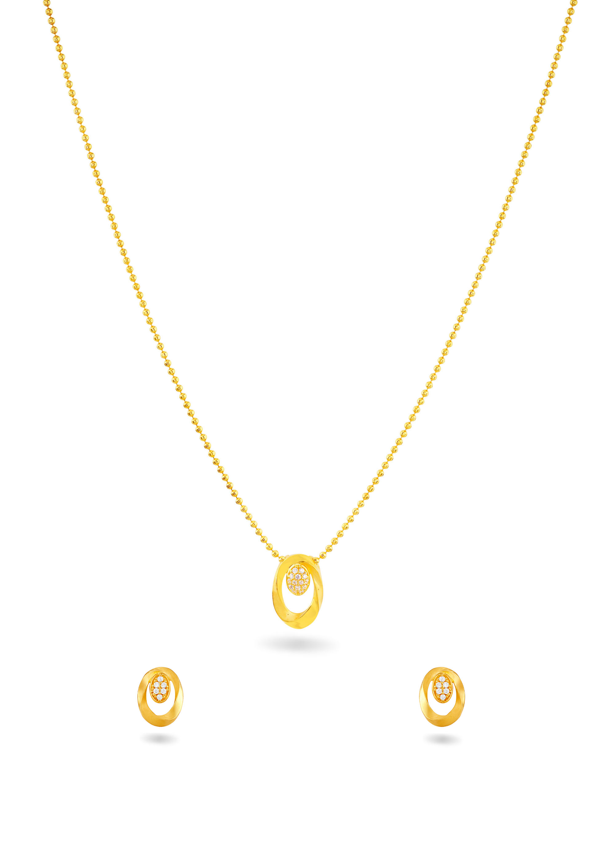 Casting Ball Chain Stone Pendant Set