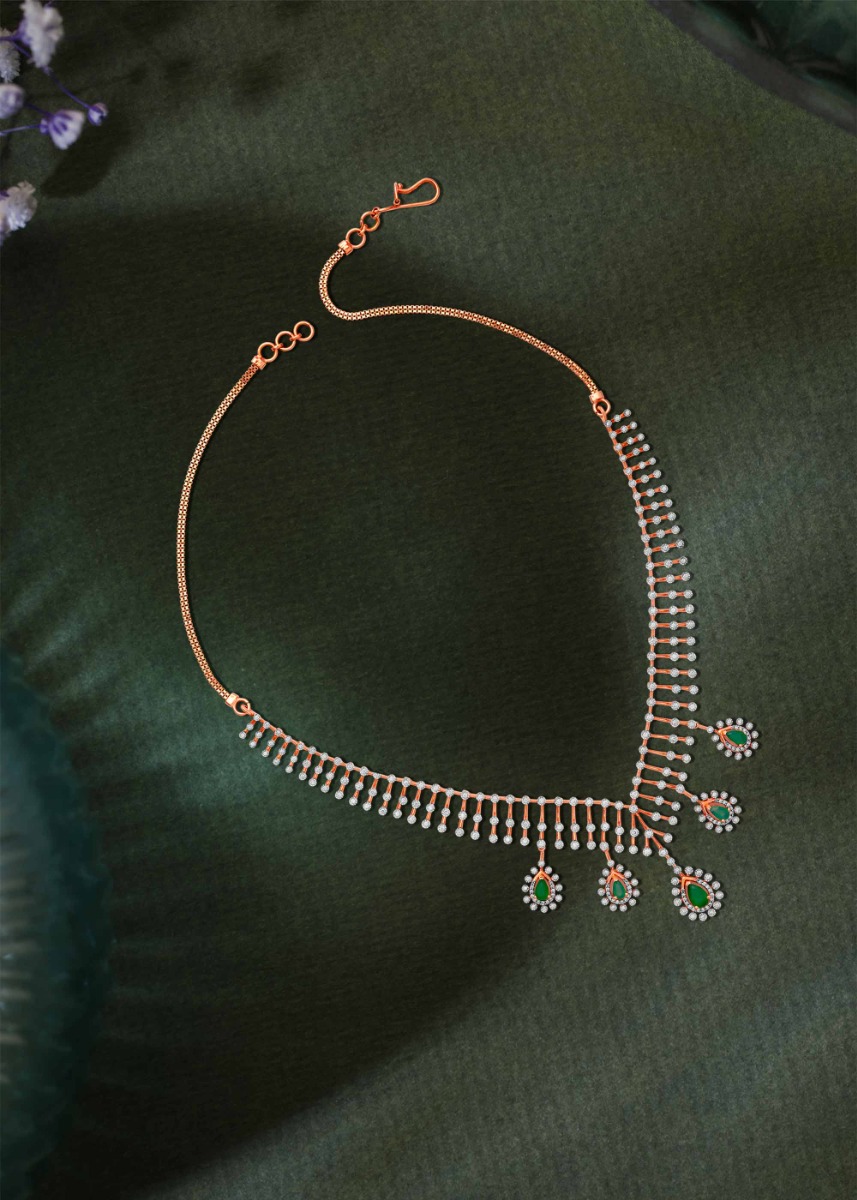 Leaf Motif Diamond Necklace