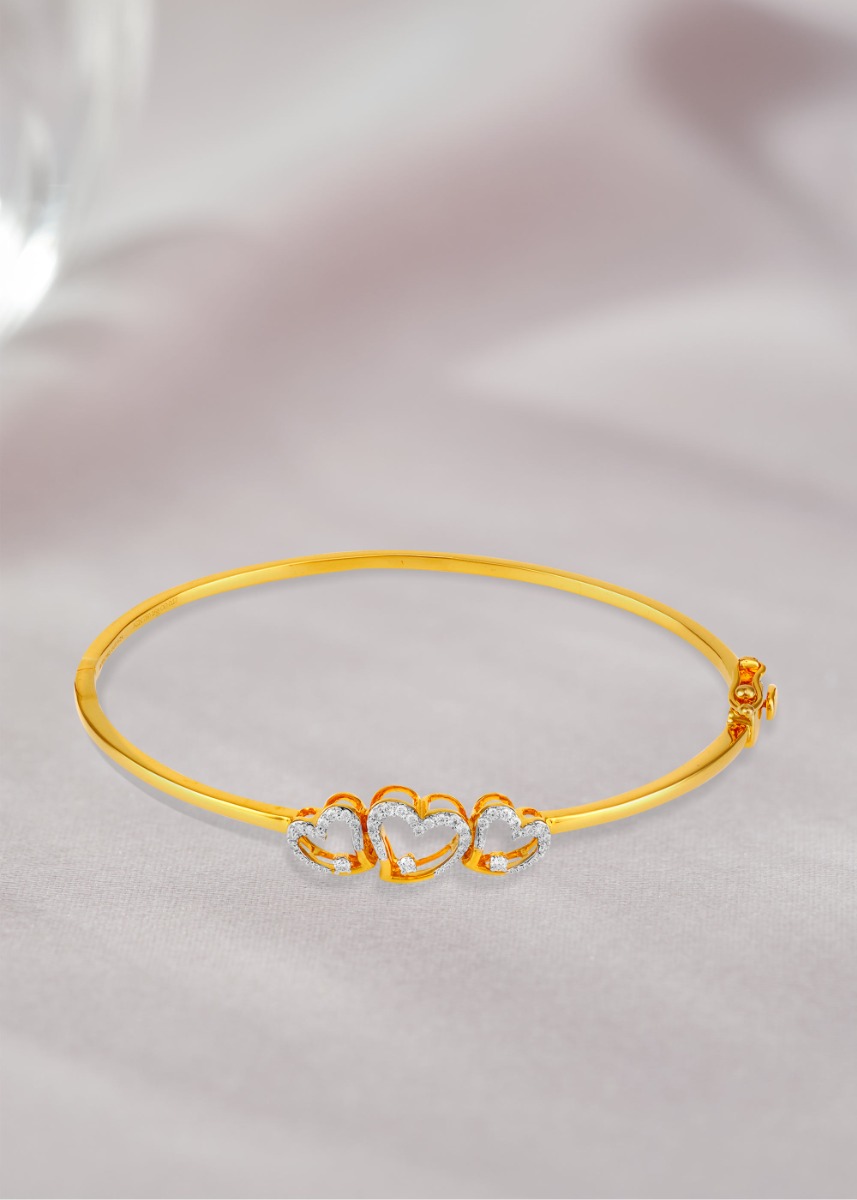 Heart Motif Diamond Bangle