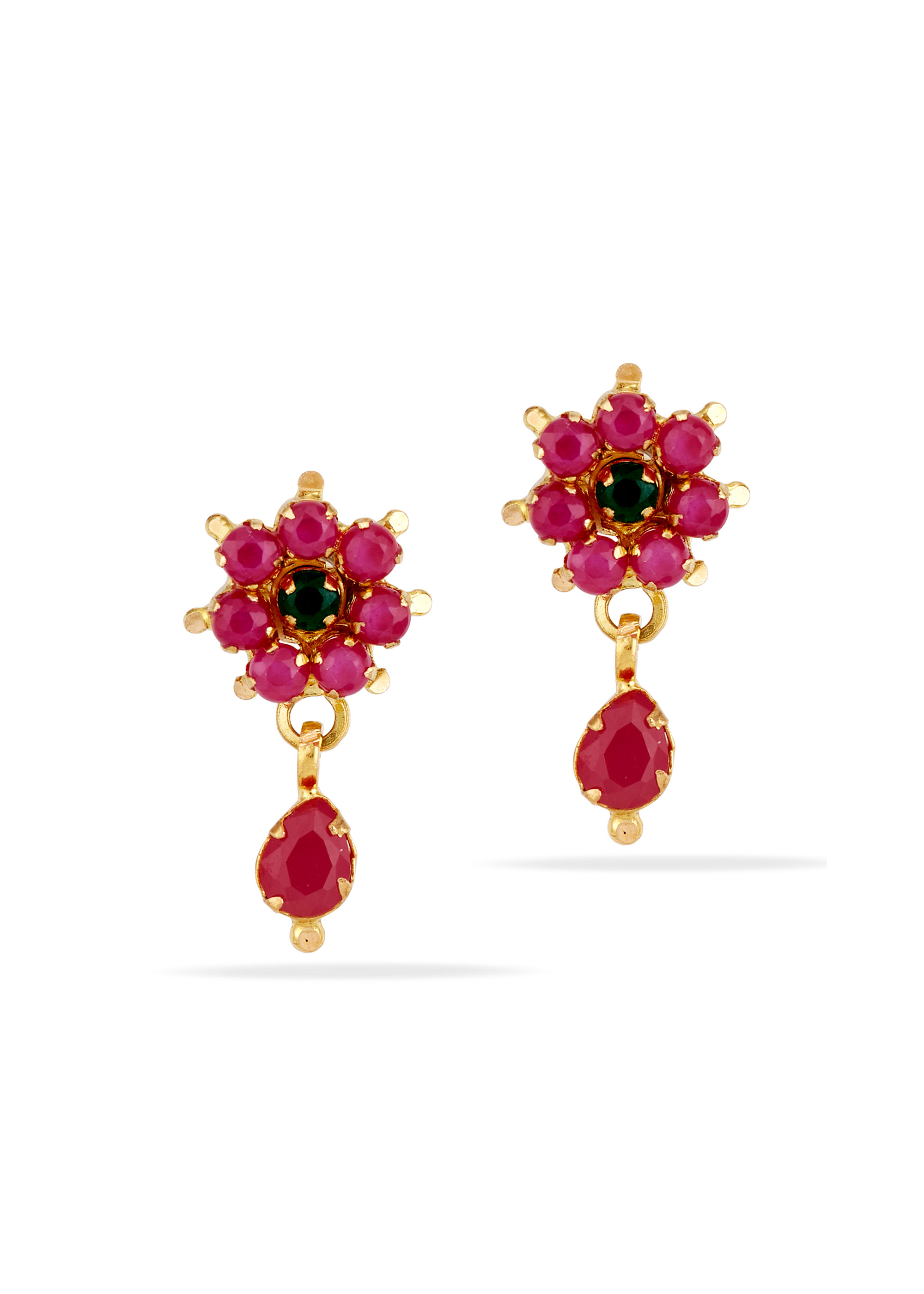 Ruby Floral Baby Hanging Earrings