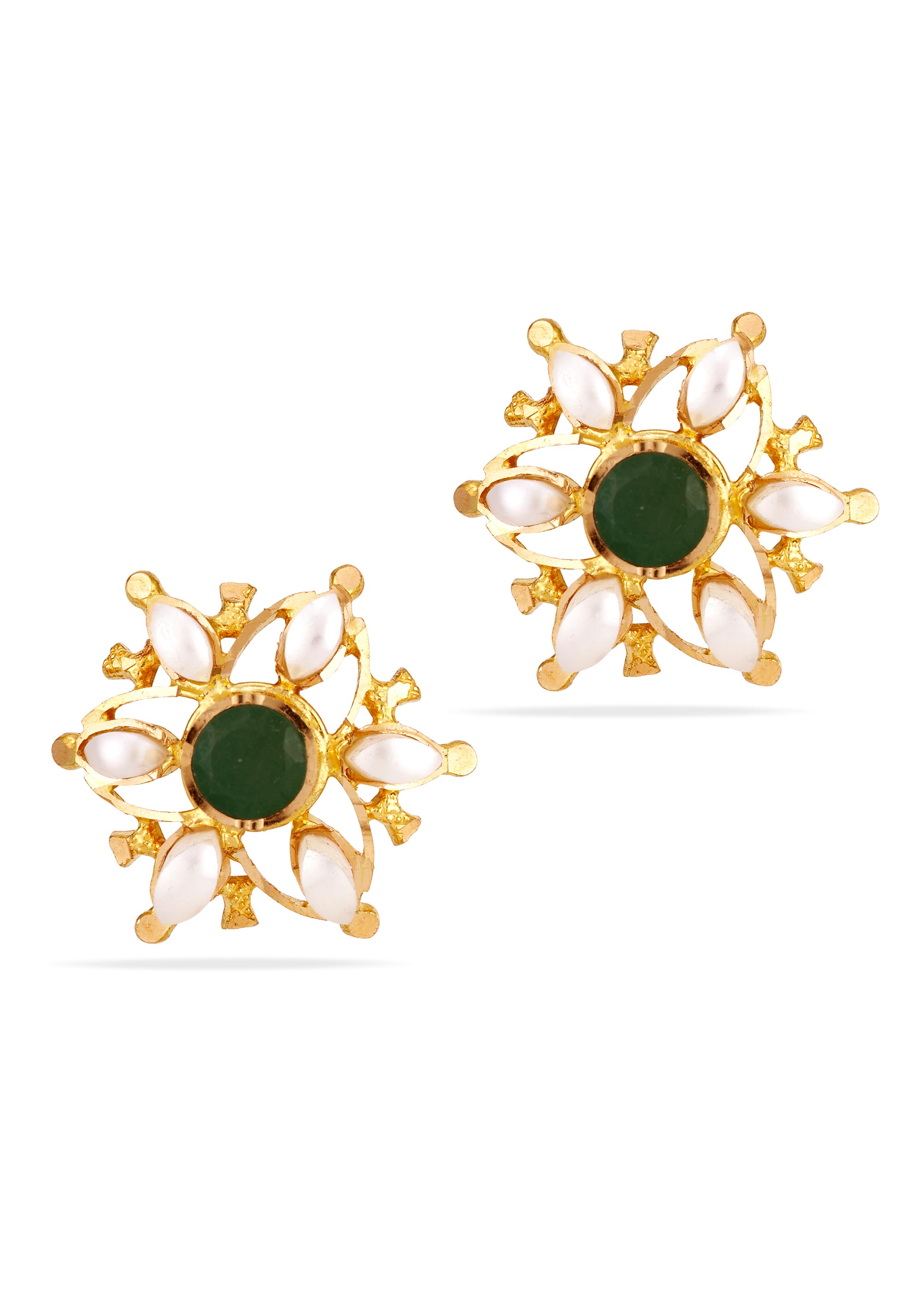 Green Pearl Hollow Ball Women Studs