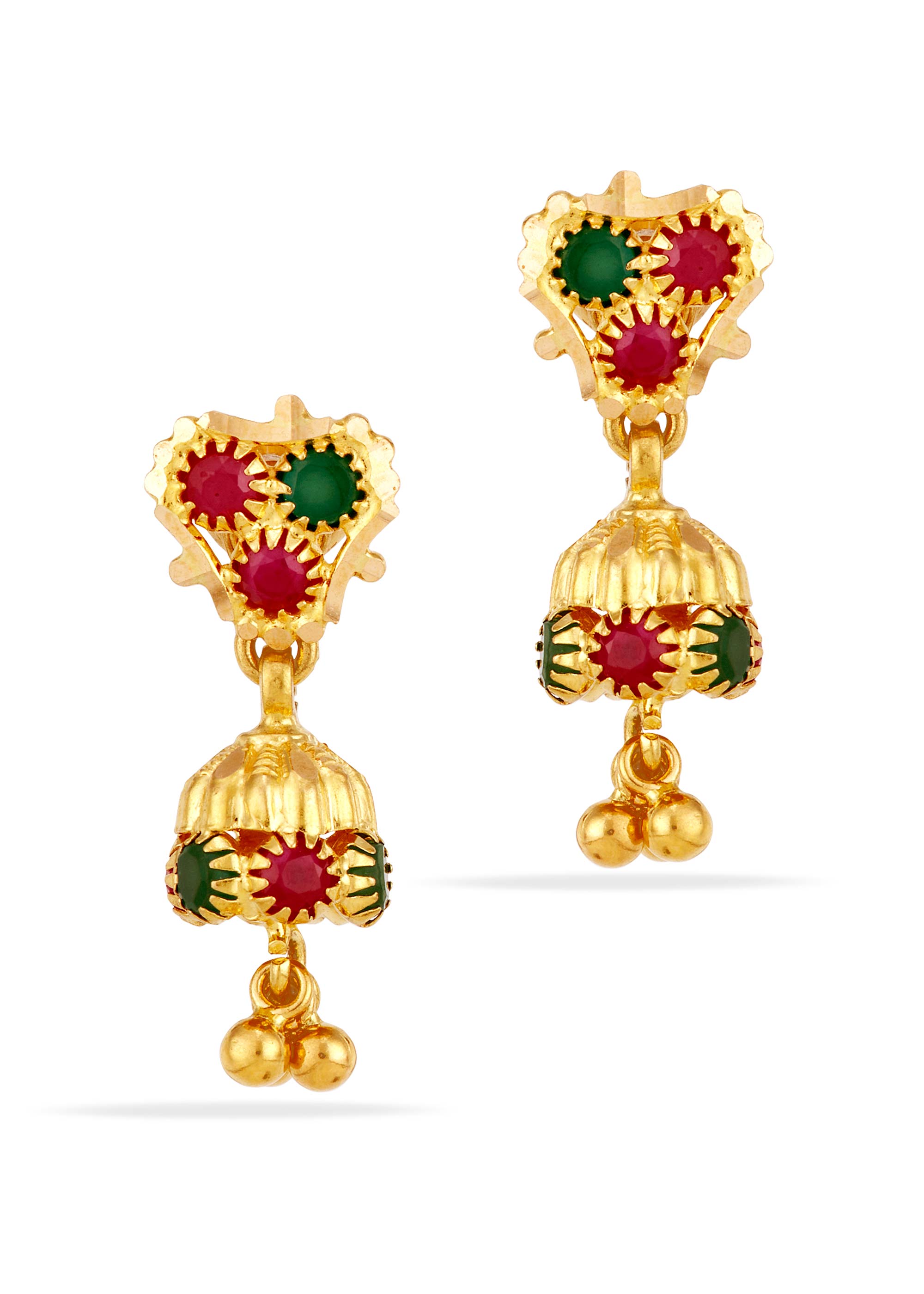 Ruby Emerald Spring Design Baby Jhumki