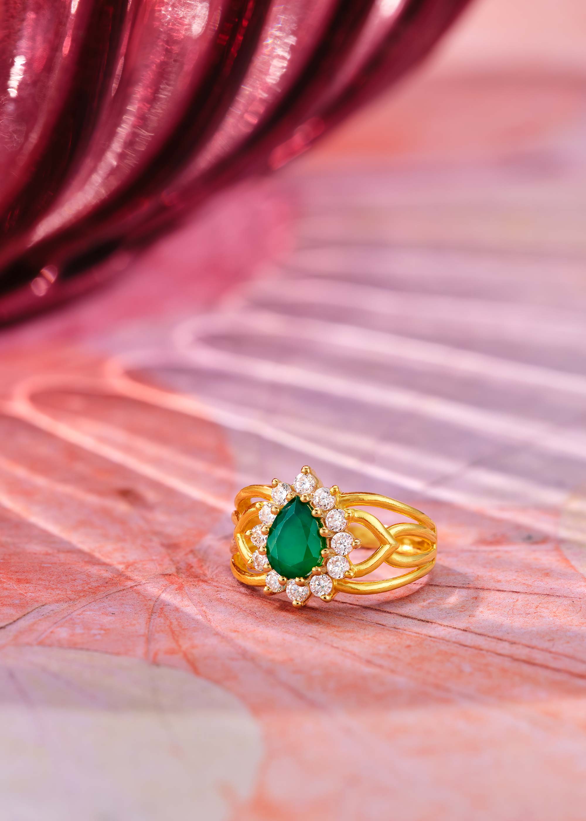 Emerald and Zircon Party Glam Ring for Women
