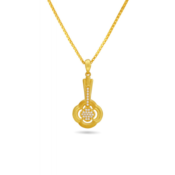 Guitar Model 22K Gold Pendant And Earring Set