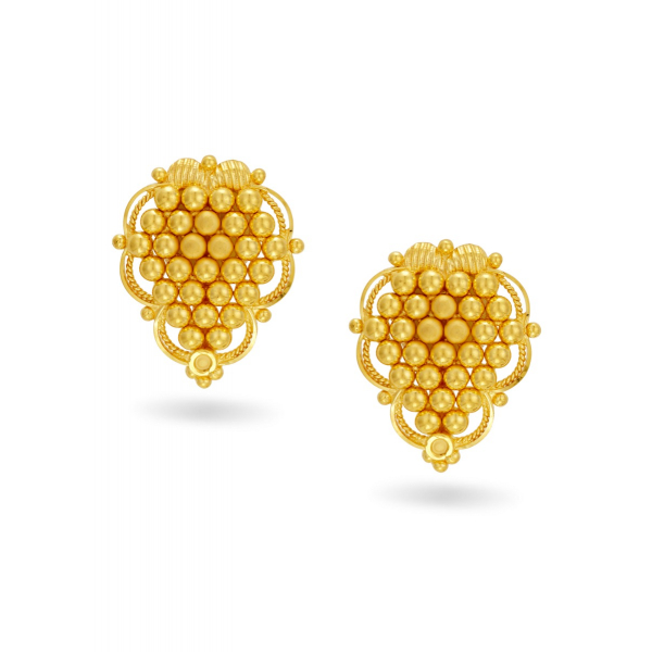 Triangular Cluster Gold Ball Pendant and Earring Set