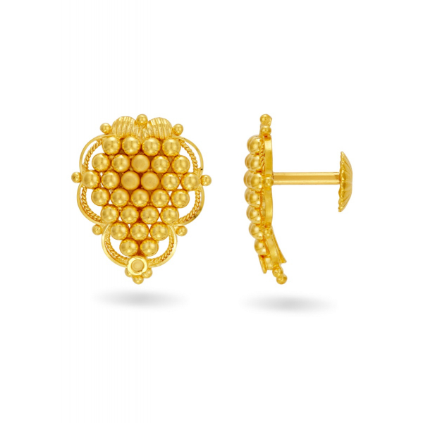 Triangular Cluster Gold Ball Pendant and Earring Set